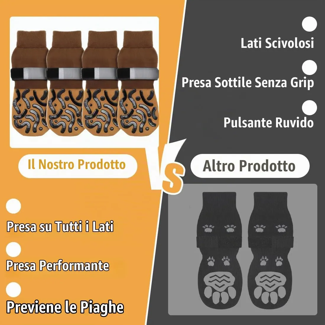 GXGM Calzini Antiscivolo per Cani a Doppia Faccia con Cinghia Regolabile, 4 Pezzi (M) - immagine 4