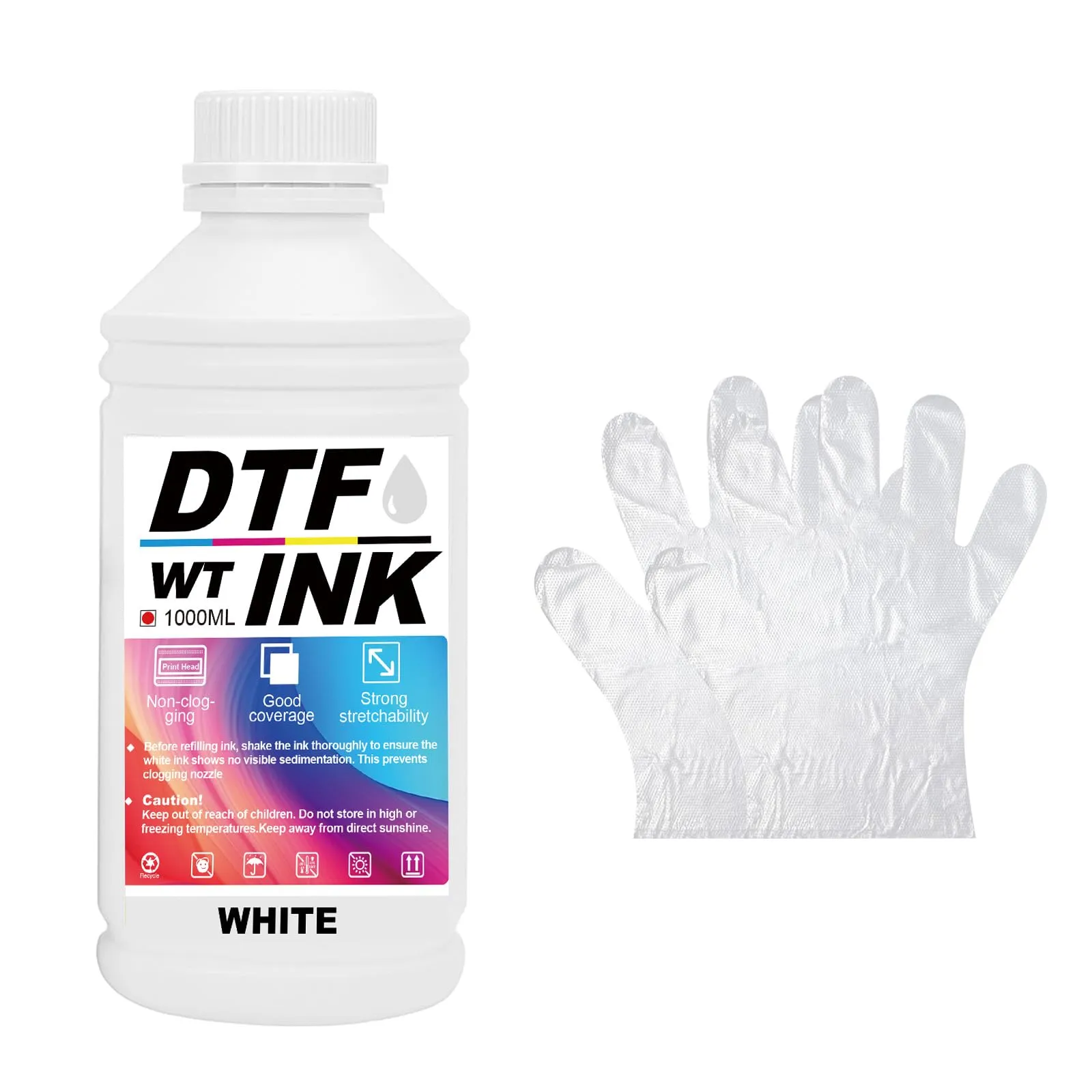 Creatorally Inchiostro DTF per Stampanti a Getto D'Inchiostro, Compatibile con i3200, DX5/DX7, 5113, i4720, XP600 (Bianco, 1000 ml) - immagine 1