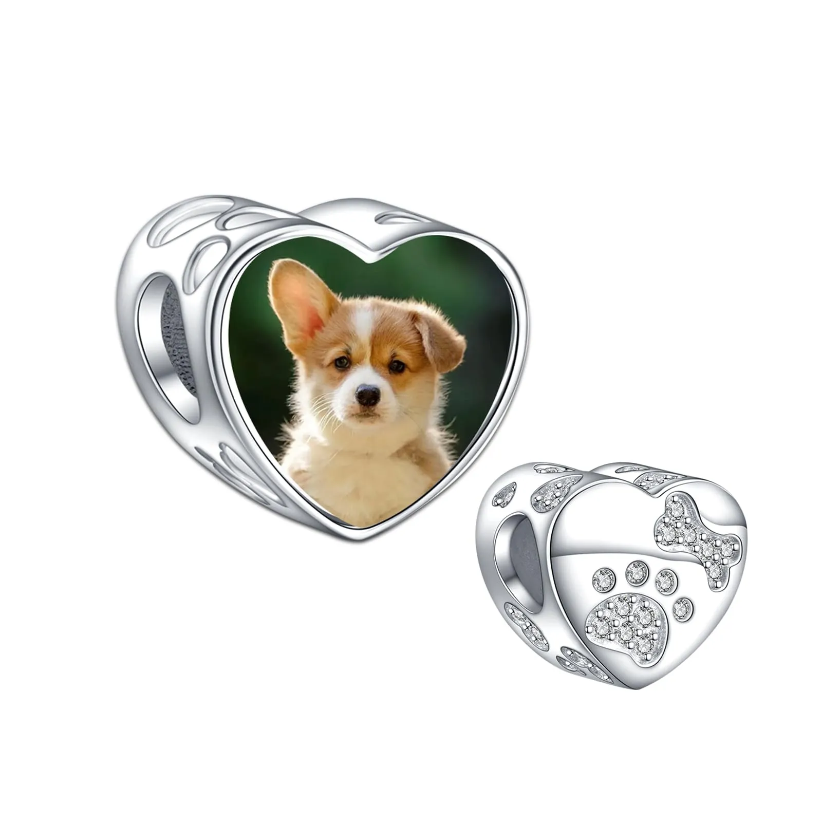 LaMenars Personalizada Carino Artiglio Imprimir Gatito Foto Charm Perline Argento 925 Pulsera Abalorios Personalizado - immagine 1