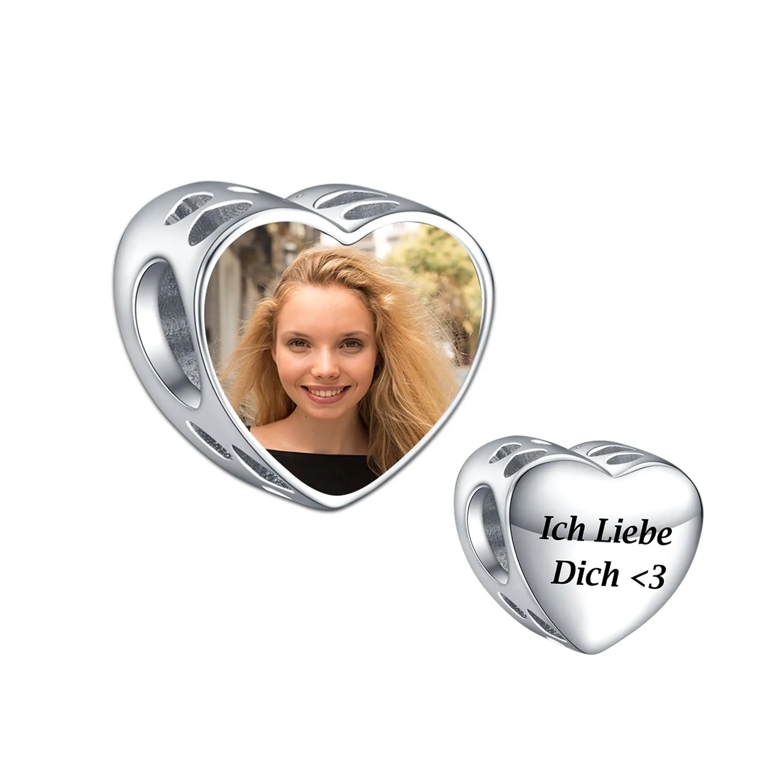 LaMenars Charm Personalizzato con Foto e Lettere in Argento Sterling 925 per Collana e Braccialetto da Donna - immagine 1