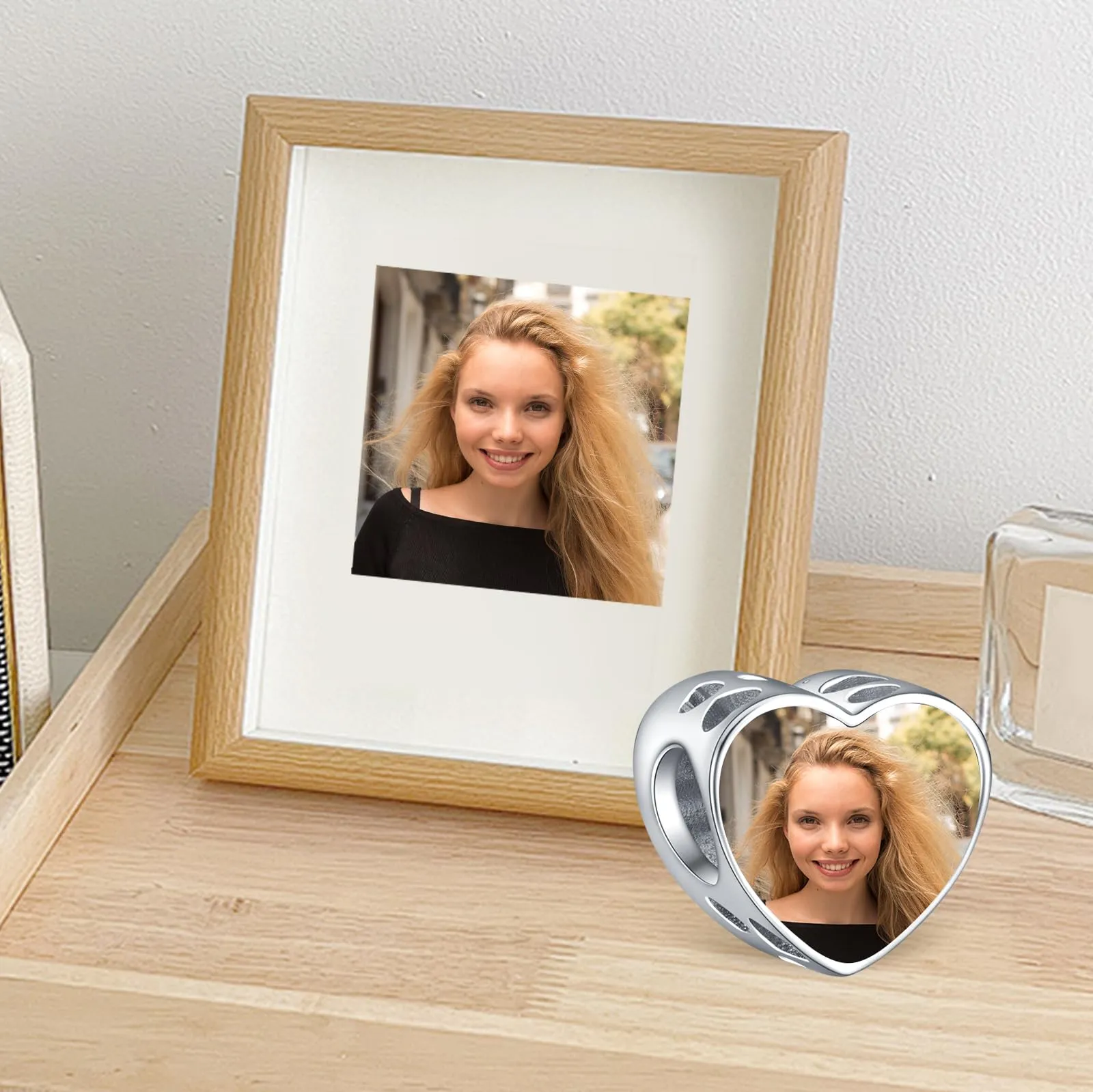 LaMenars Charm Personalizzato con Foto e Lettere in Argento Sterling 925 per Collana e Braccialetto da Donna - immagine 3