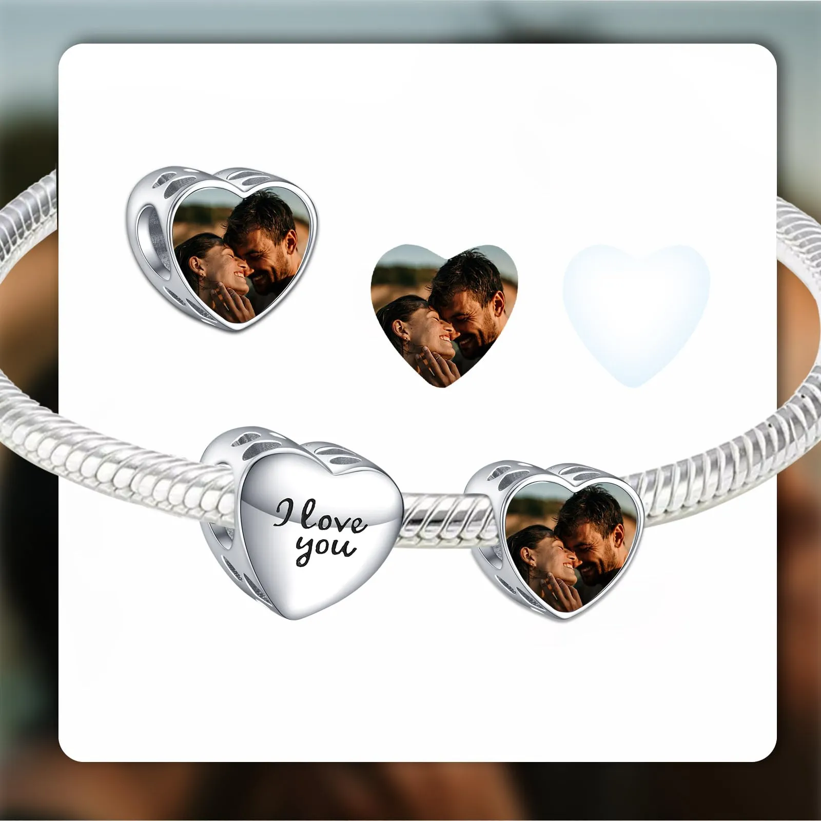 LaMenars Photo Charm Lettera Personalizzata in Argento 925 Sterling Silver per Collana e Braccialetto Donna - immagine 2