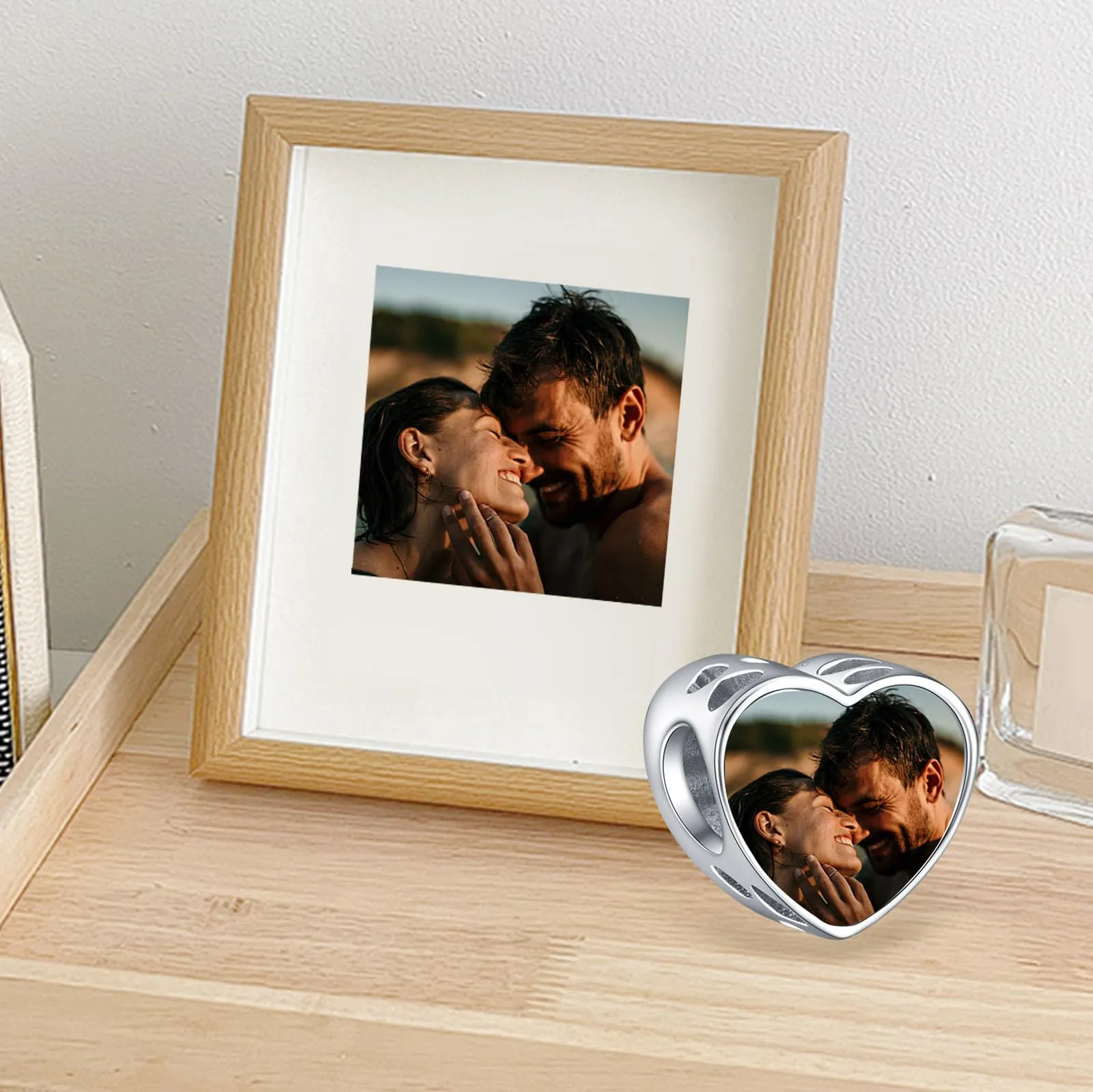 LaMenars Photo Charm Lettera Personalizzata in Argento 925 Sterling Silver per Collana e Braccialetto Donna - immagine 3