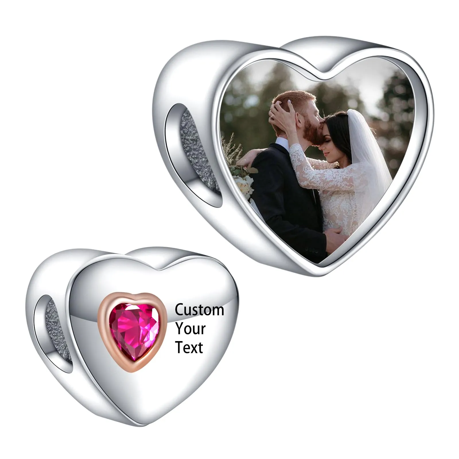 LaMenars Personalized Photo Charms Sterling Silver Heart for Bracelets and Necklaces - immagine 1