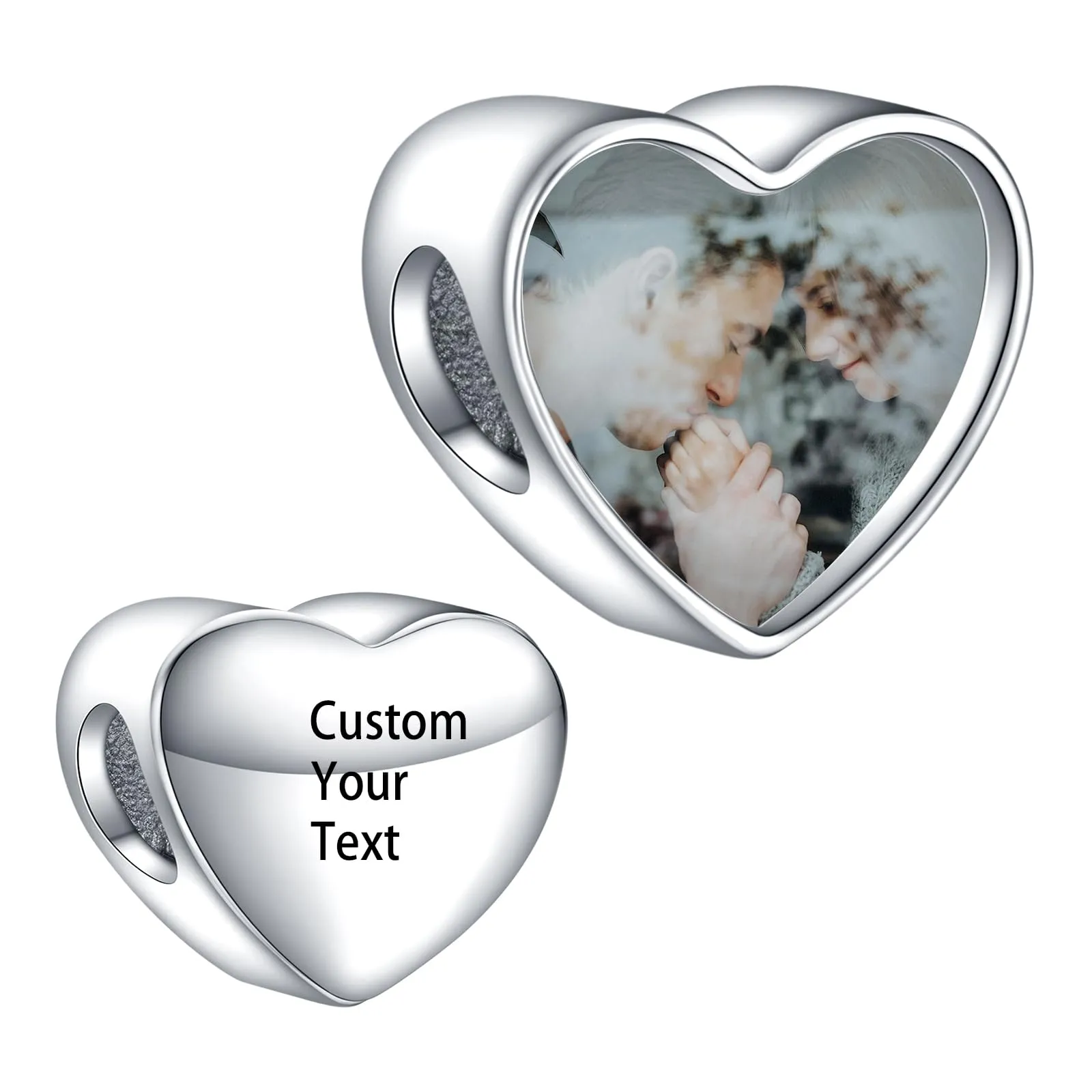 LaMenars Personalized Photo Charm Heart Sterling Silver for Women's Bracelet and Necklace - immagine 1