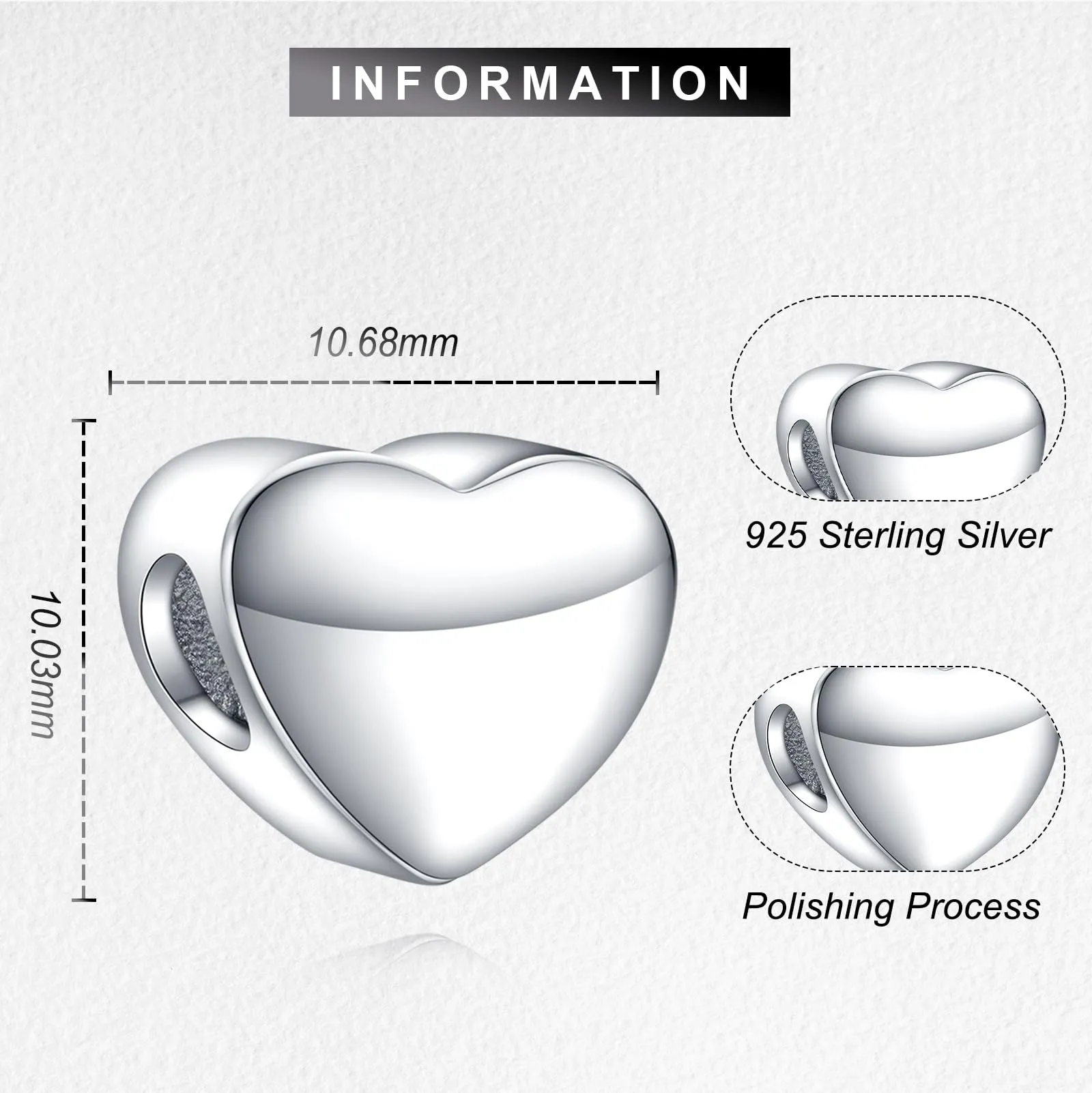 LaMenars Personalized Photo Charm Heart Sterling Silver for Women's Bracelet and Necklace - immagine 3