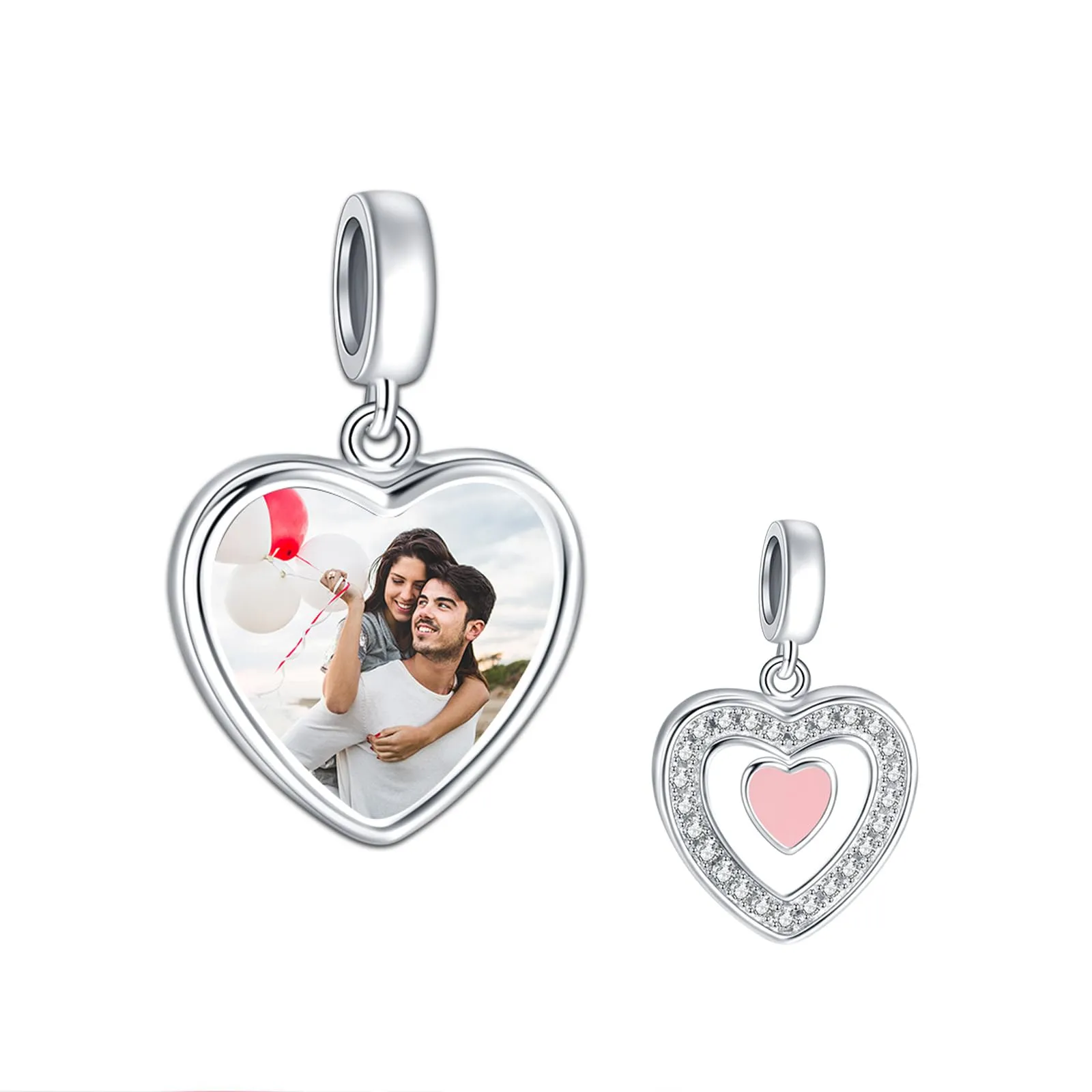 LaMenars Ciondolo Personalizzato in Argento Sterling 925 a Forma di Cuore per Bracciali e Collane da Donna - immagine 1