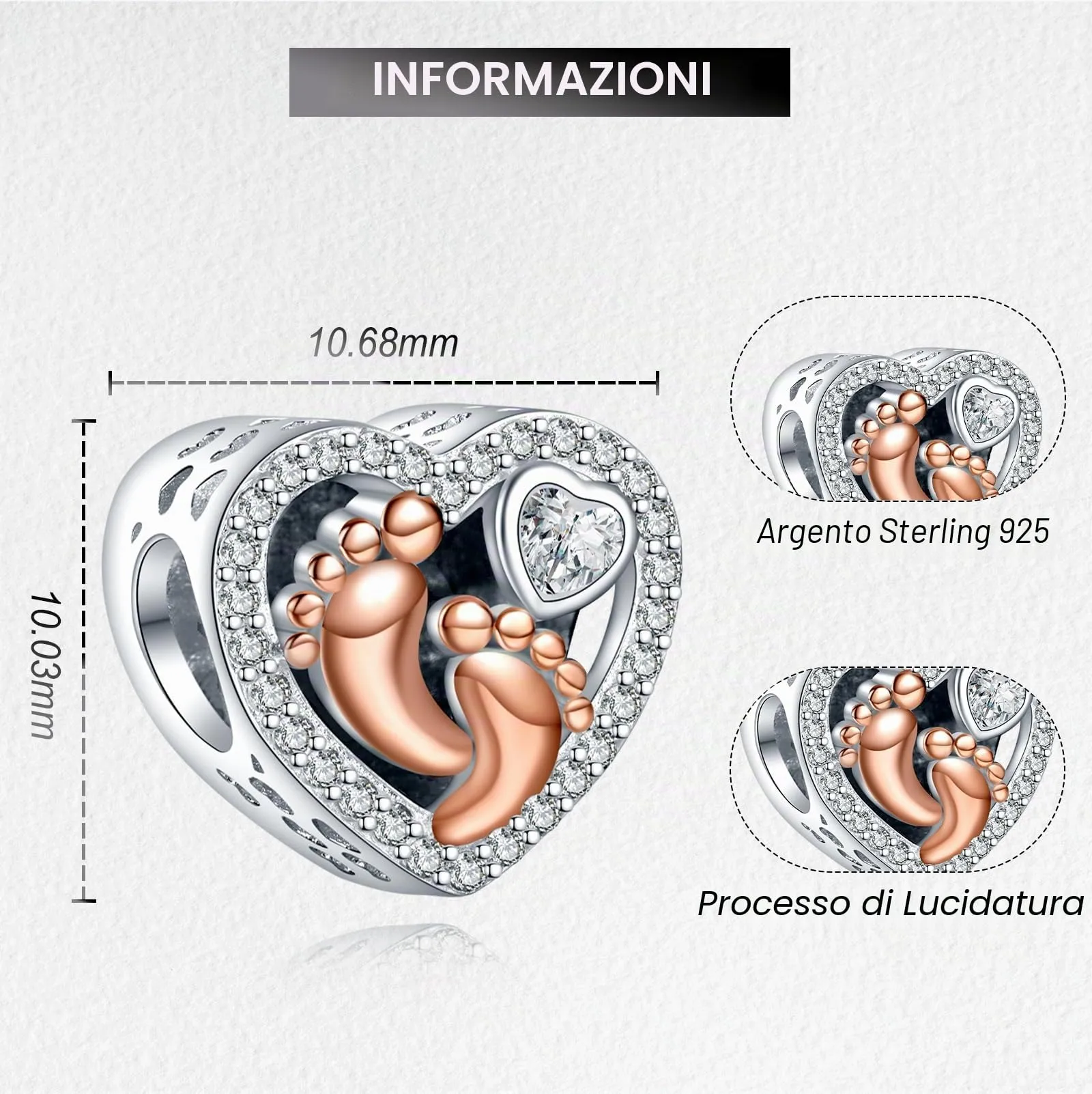 LaMenars Personalized Photo Charms Heart Silver for Bracelets and Necklaces - immagine 3