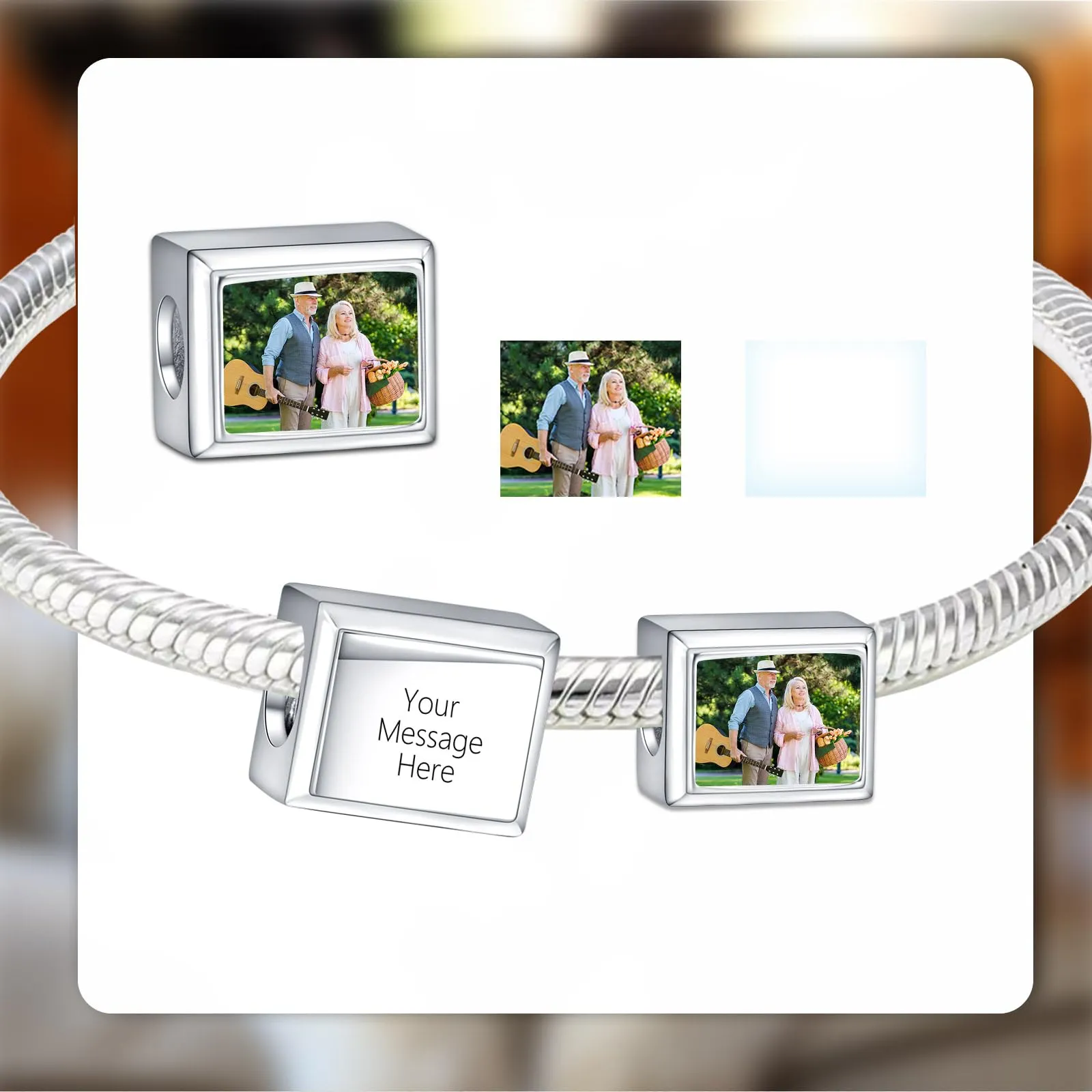 LaMenars Ciondolo Foto Personalizzato in Argento Sterling 925 per Braccialetti da Donna - immagine 2