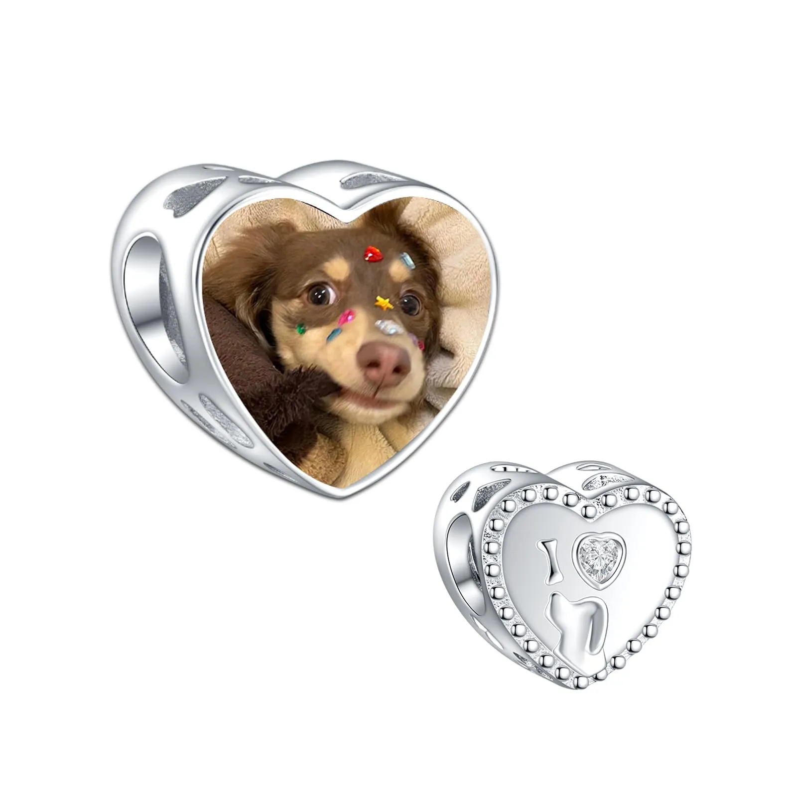 LaMenars Amo il mio cane Charm Personalizzato in Argento Sterling 925 per Bracciale e Collana Donna - immagine 1