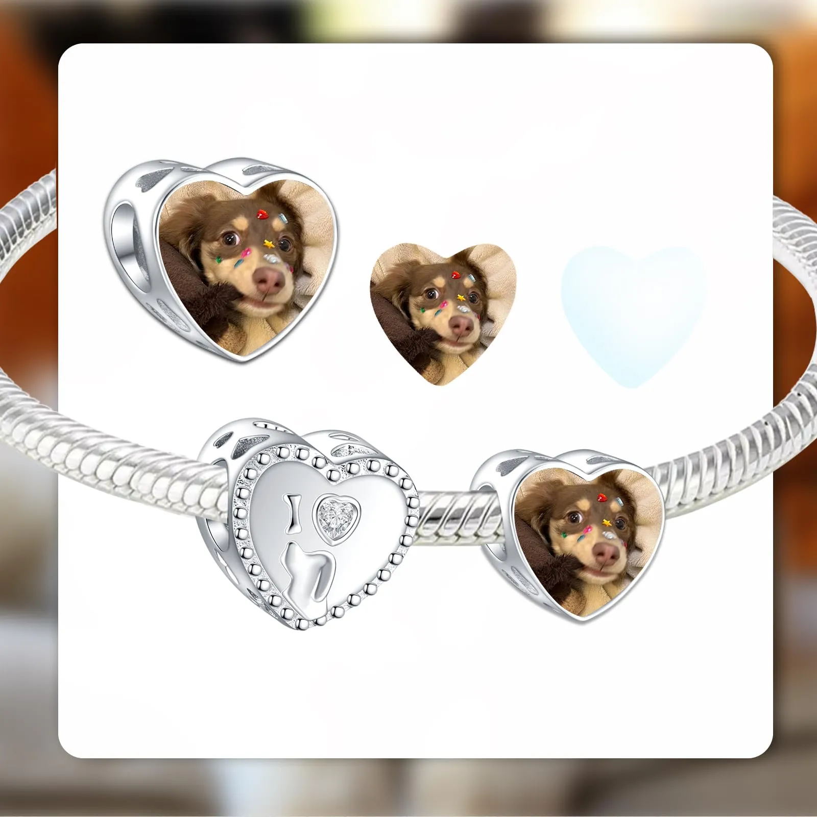LaMenars Amo il mio cane Charm Personalizzato in Argento Sterling 925 per Bracciale e Collana Donna - immagine 2