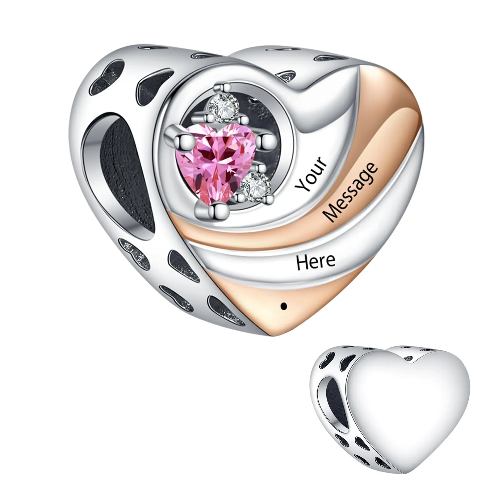 LaMenars Cuore Personalizzato in Argento Sterling 925 con Testo - immagine 1