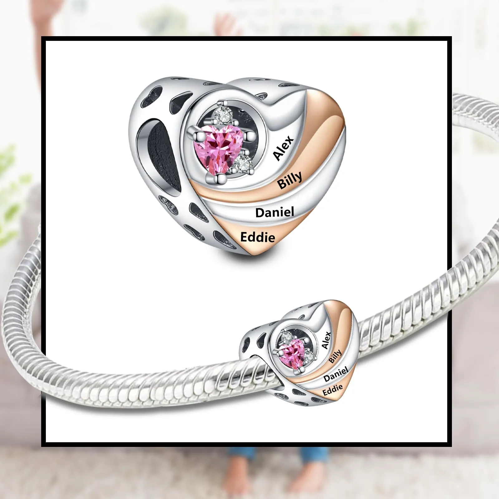 LaMenars Cuore Personalizzato in Argento Sterling 925 con Testo - immagine 2