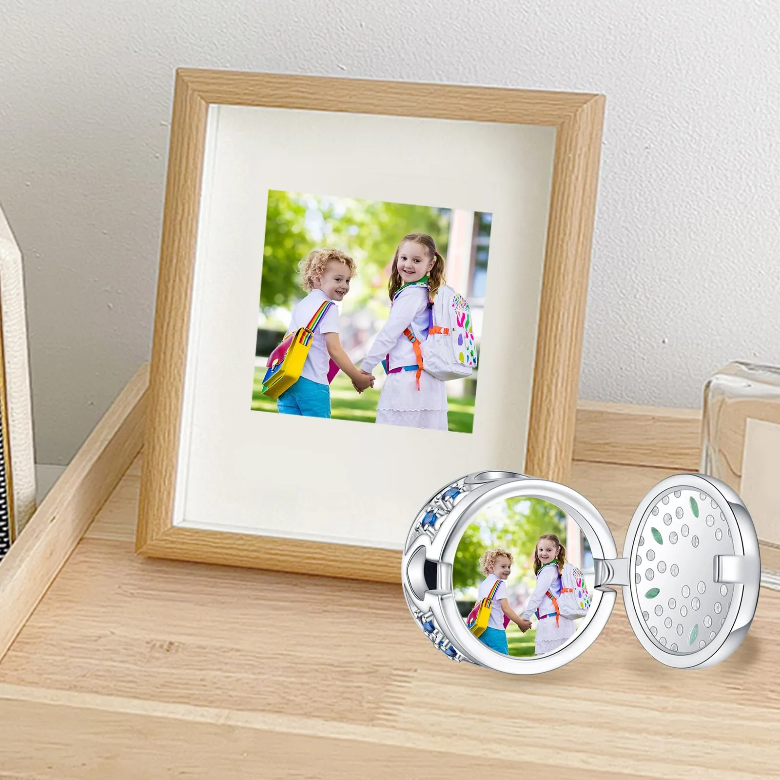 LaMenars Braccialetto di perle in argento sterling 925 personalizzato con foto e fascino - immagine 3