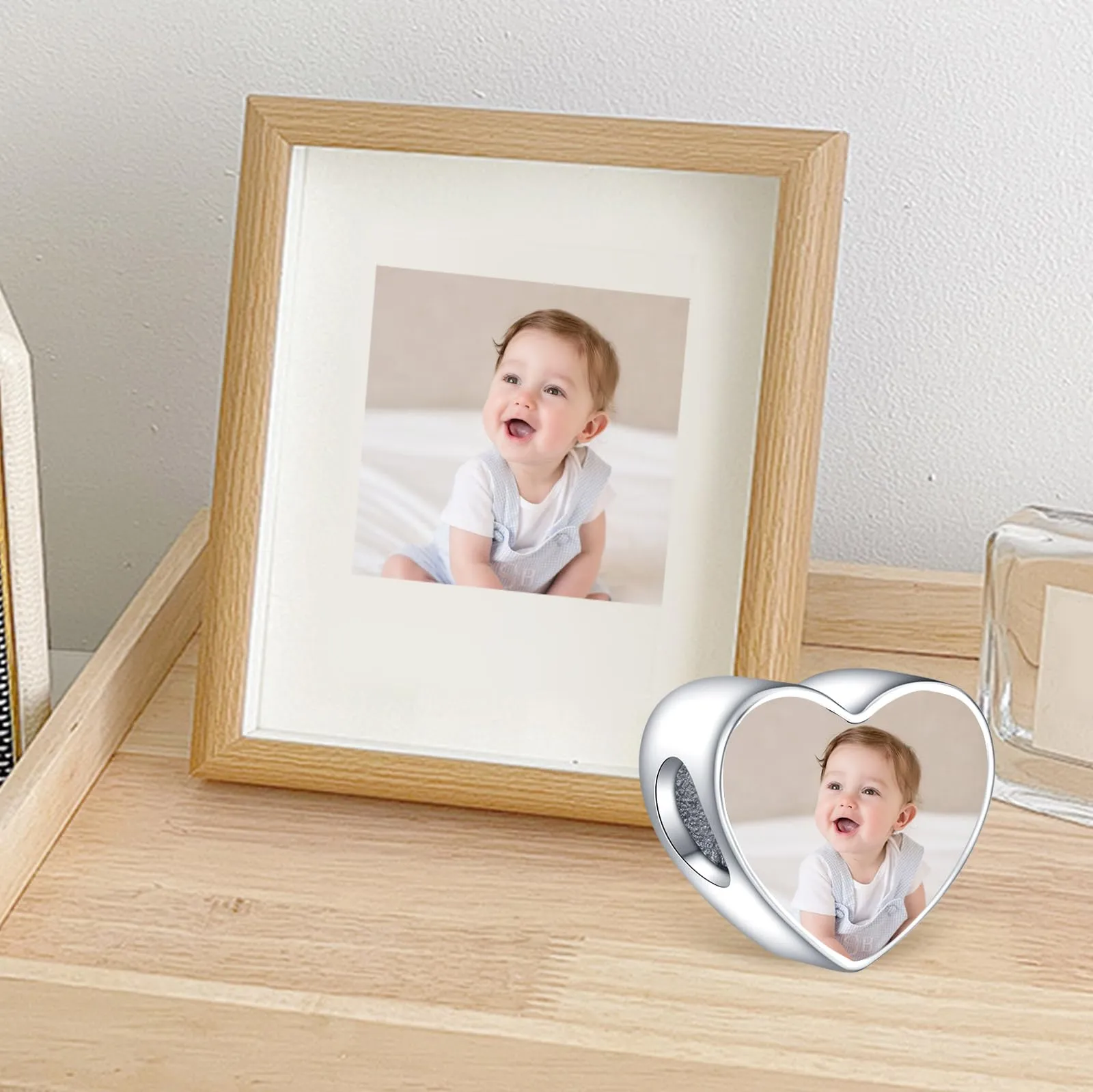LaMenars Charm Personalizzato con Foto e Impronte Digitali in Argento Sterling 925 per Collana e Braccialetto da Donna - immagine 3