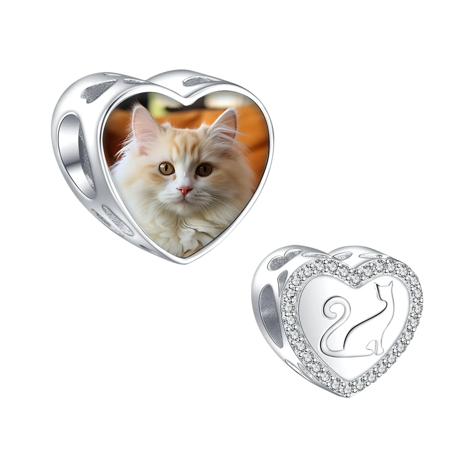 LaMenars Charm personalizzato con foto Gatto in argento 925 per bracciali e collane da donna - immagine 1