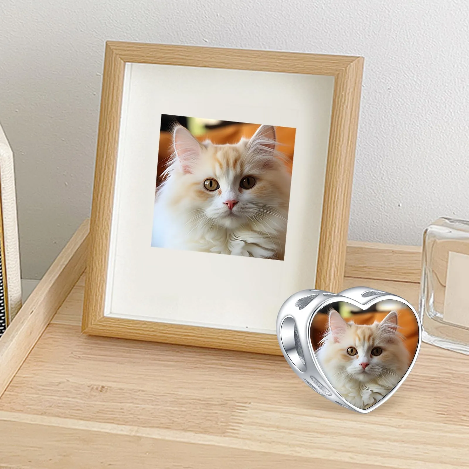 LaMenars Charm personalizzato con foto Gatto in argento 925 per bracciali e collane da donna - immagine 3