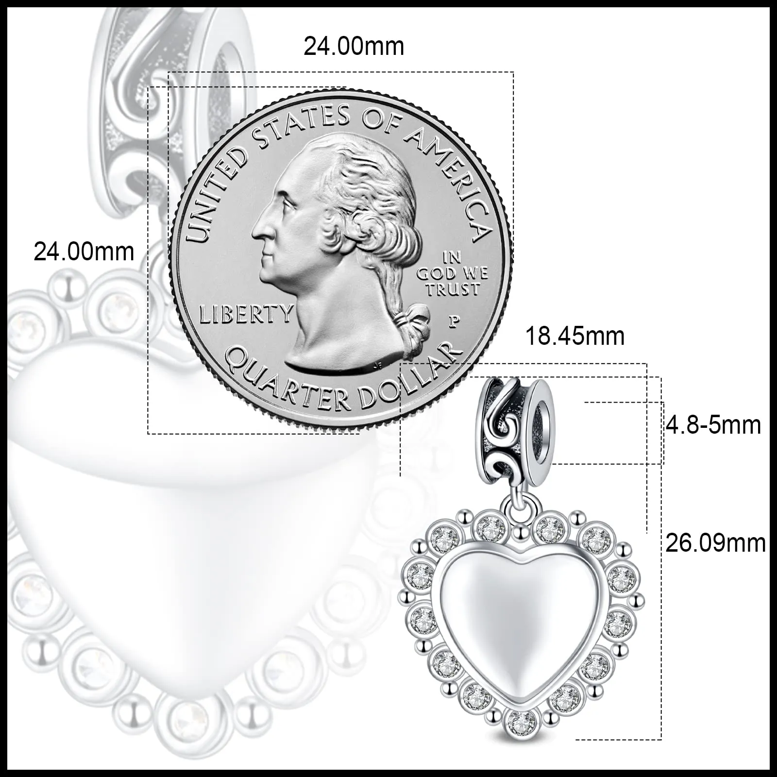 LaMenars Ciondolo Charm Personalizzabile con Foto e Fiore di Nascita in Argento per Collana e Bracciale - immagine 5