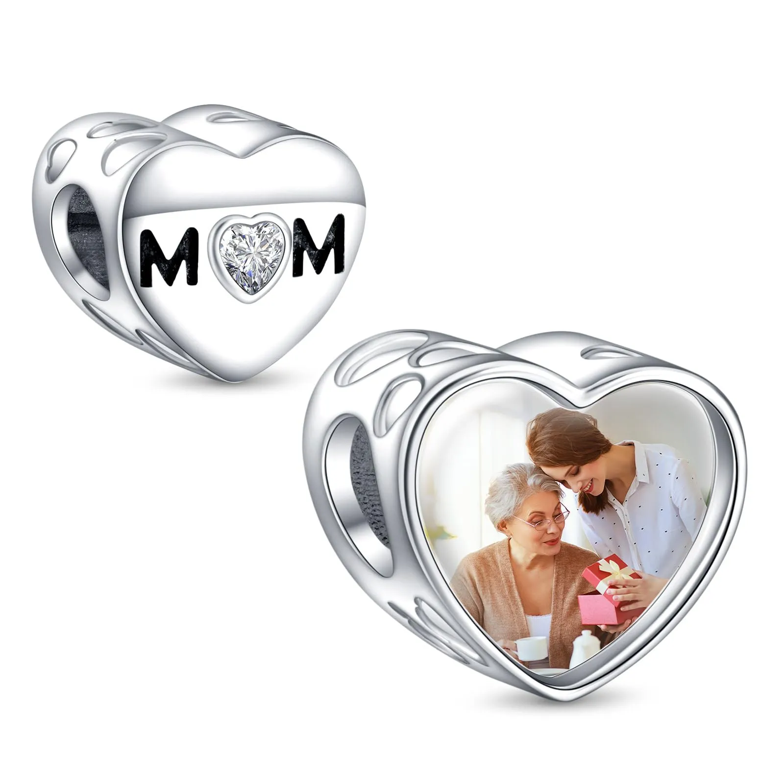 LaMenars Argento Sterling 925 Charm Personalizzato Mamma e Bambino per Bracciale e Collana - immagine 1