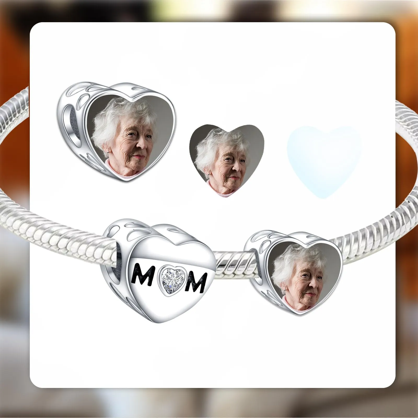 LaMenars Argento Sterling 925 Charm Personalizzato Mamma e Bambino per Bracciale e Collana - immagine 2