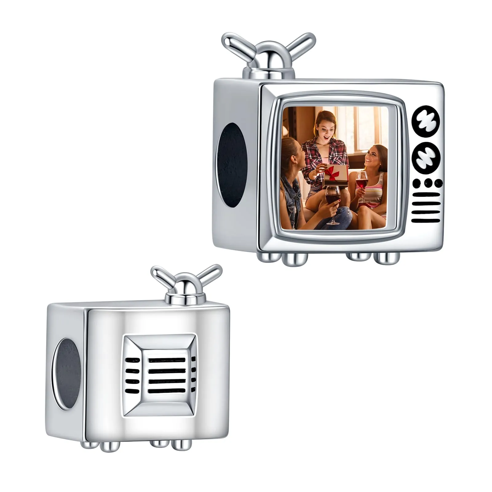 LaMenars Personalized Photo Charm Square Sterling Silver Beads for Bracelets and Necklaces - immagine 1
