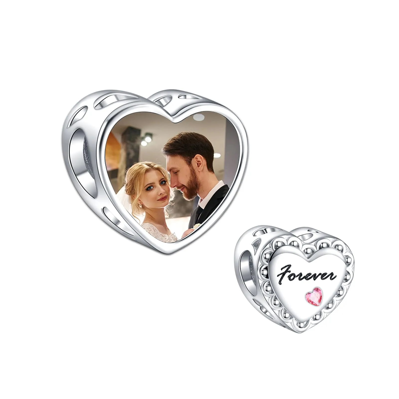 LaMenars Forever Love Fascino personalizzato con foto in argento sterling 925 per braccialetti e catene da donna - immagine 1