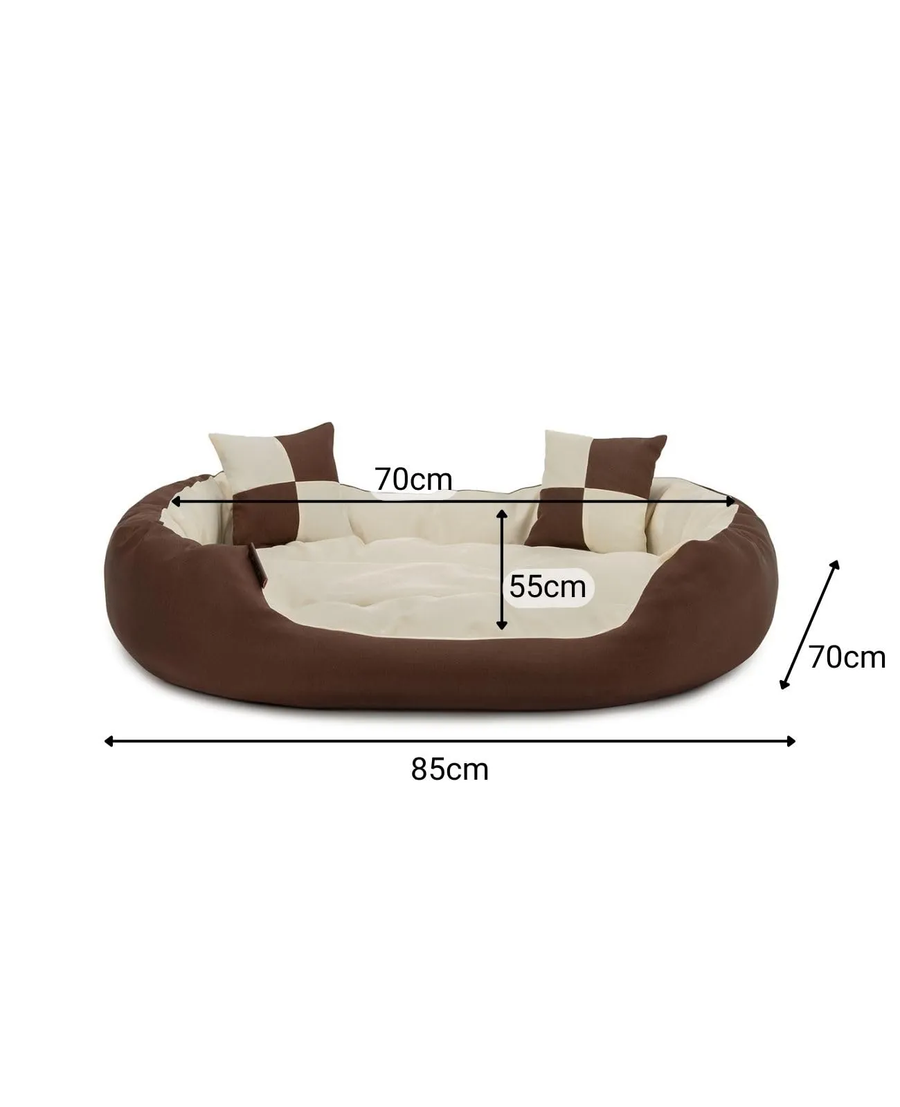 lionto Cuccia Cane 4-in-1 con Cuscino Reversibile, 85x70 cm, Marrone/Beige - immagine 4