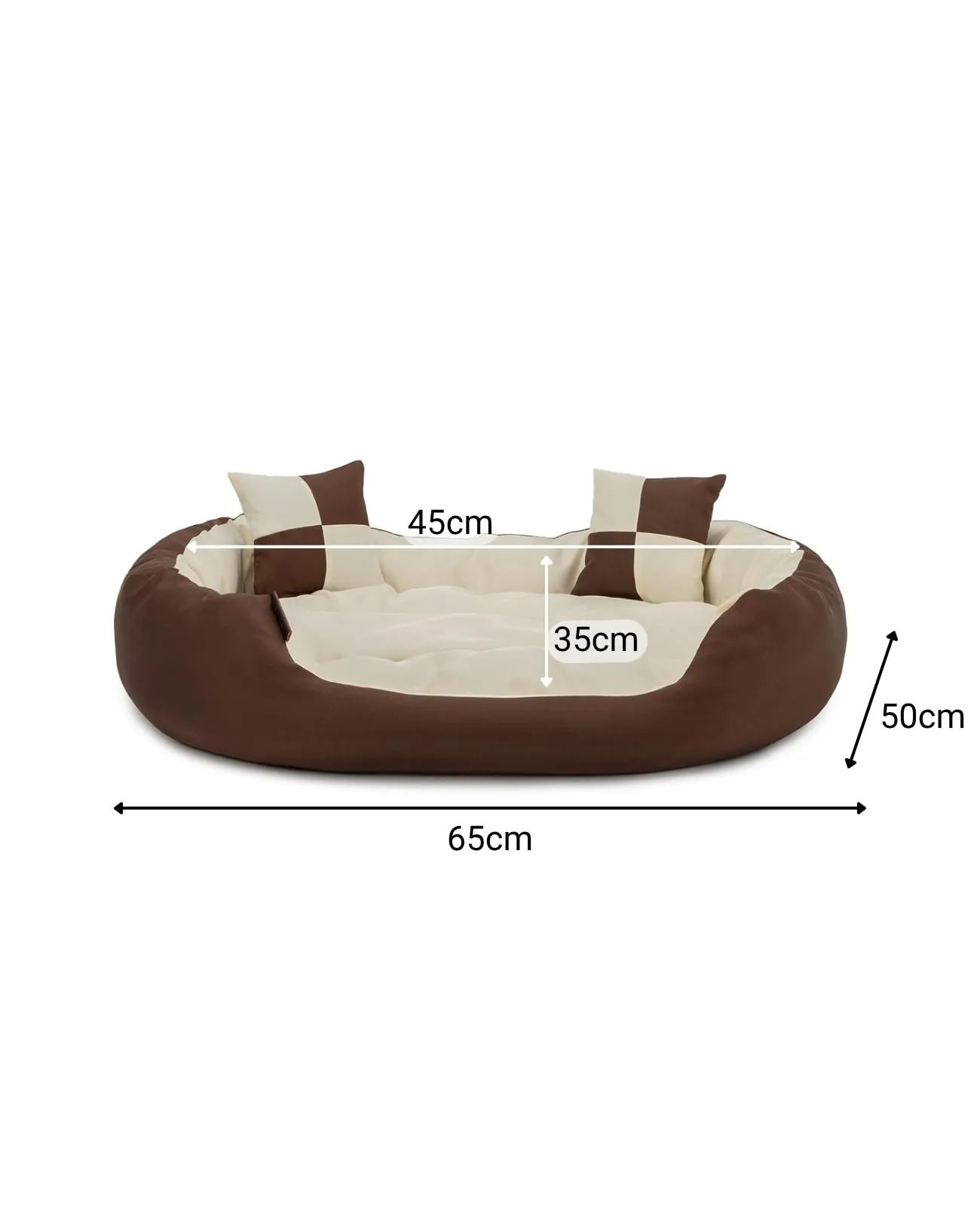 lionto Cuccia Cane 4-in-1 con Cuscino Reversibile, 65x50 cm, Marrone/Beige - immagine 4