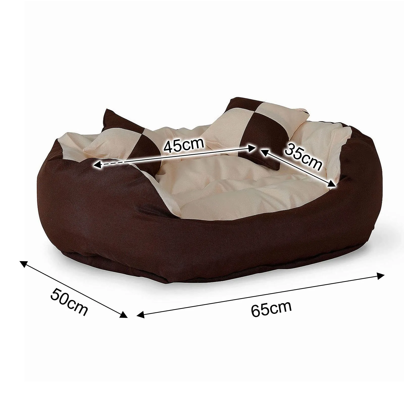 lionto Cuccia Cane 4-in-1 con Cuscino Reversibile, 65x50 cm, Marrone/Beige - immagine 6