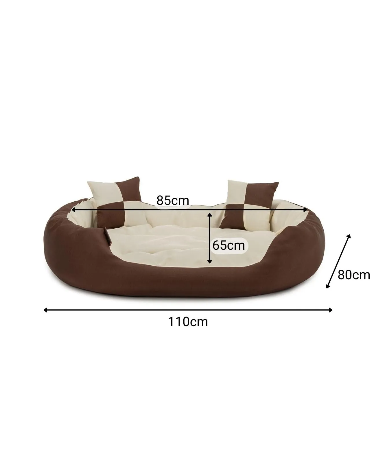 lionto Cuccia Cane 4-in-1 con Cuscino Reversibile, 110x80 cm, Marrone/Beige - immagine 4