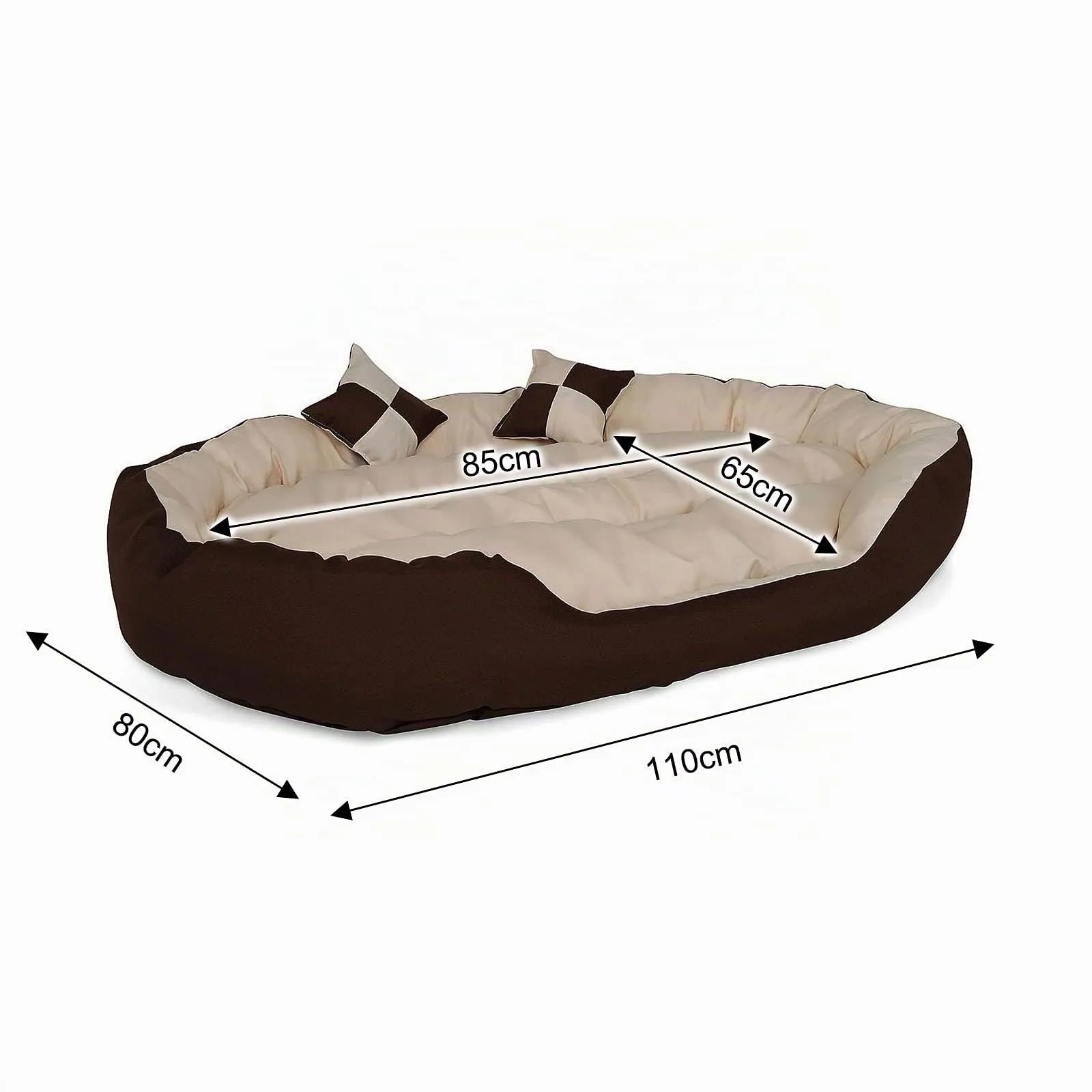 lionto Cuccia Cane 4-in-1 con Cuscino Reversibile, 110x80 cm, Marrone/Beige - immagine 6