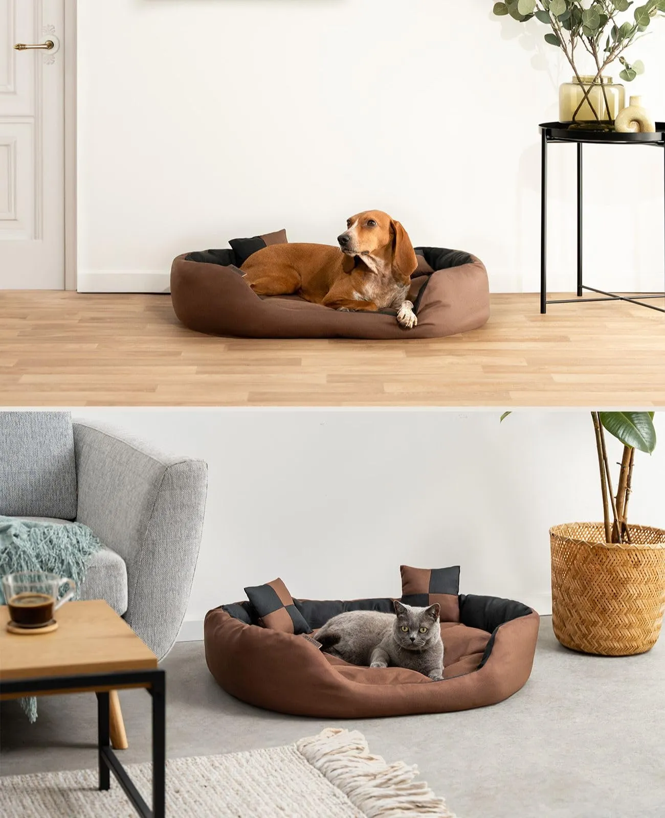 lionto Cuccia Cane 4-in-1 con Cuscino Reversibile, 85x70 cm, Nero - immagine 2