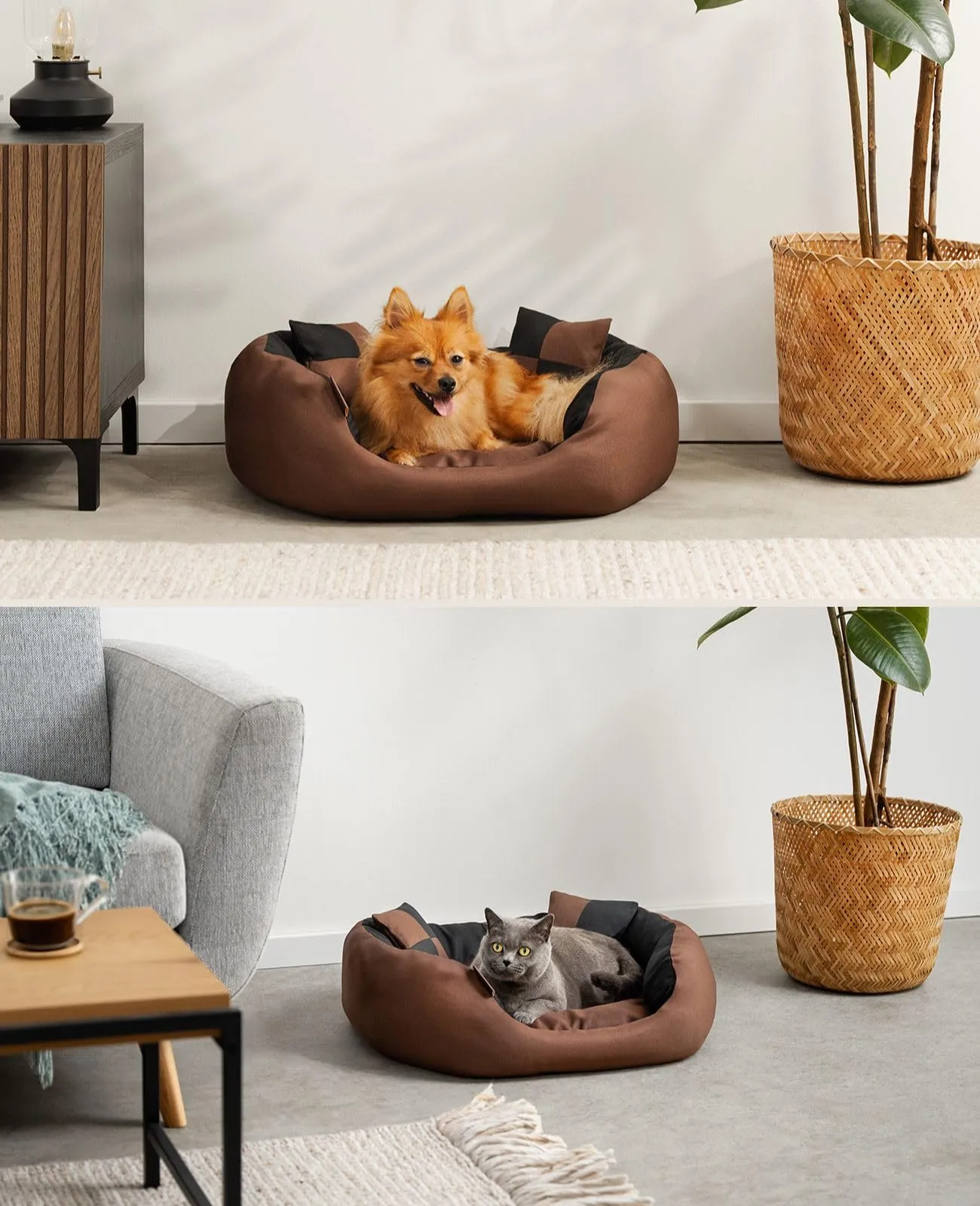 lionto Cuccia Cane 4-in-1 con Cuscino Reversibile, 65x50 cm, Nero - immagine 2