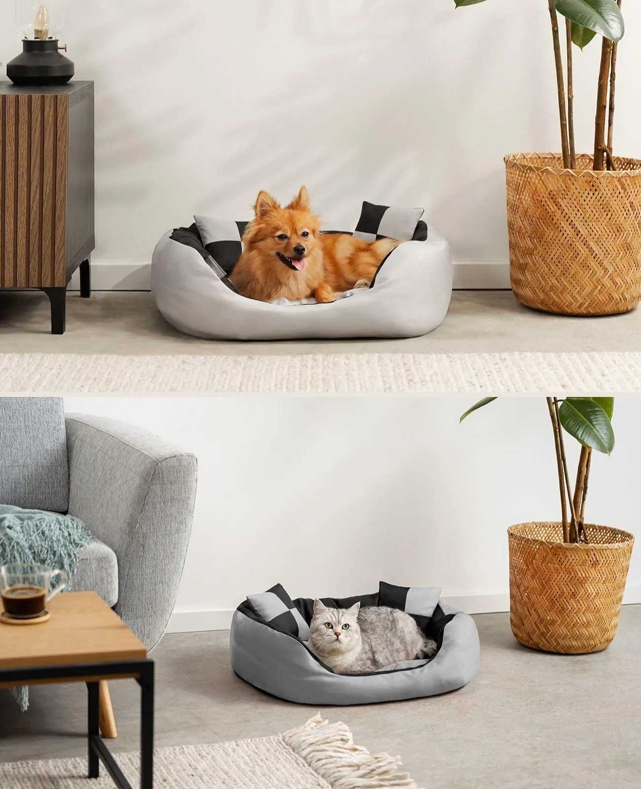 lionto Cuccia Cane 4-in-1 con Cuscino Reversibile, 65x50 cm, Nero - immagine 2