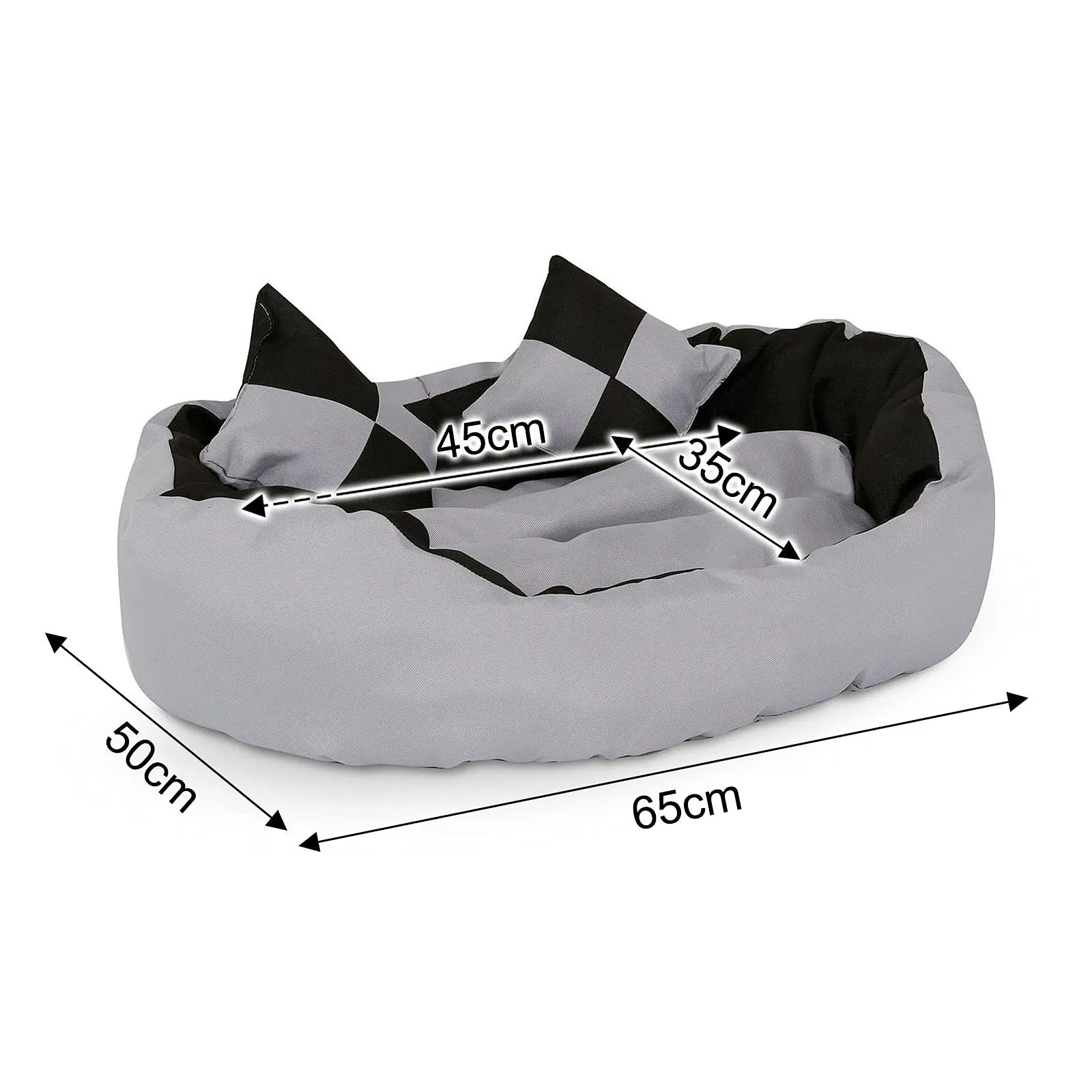 lionto Cuccia Cane 4-in-1 con Cuscino Reversibile, 65x50 cm, Nero - immagine 6