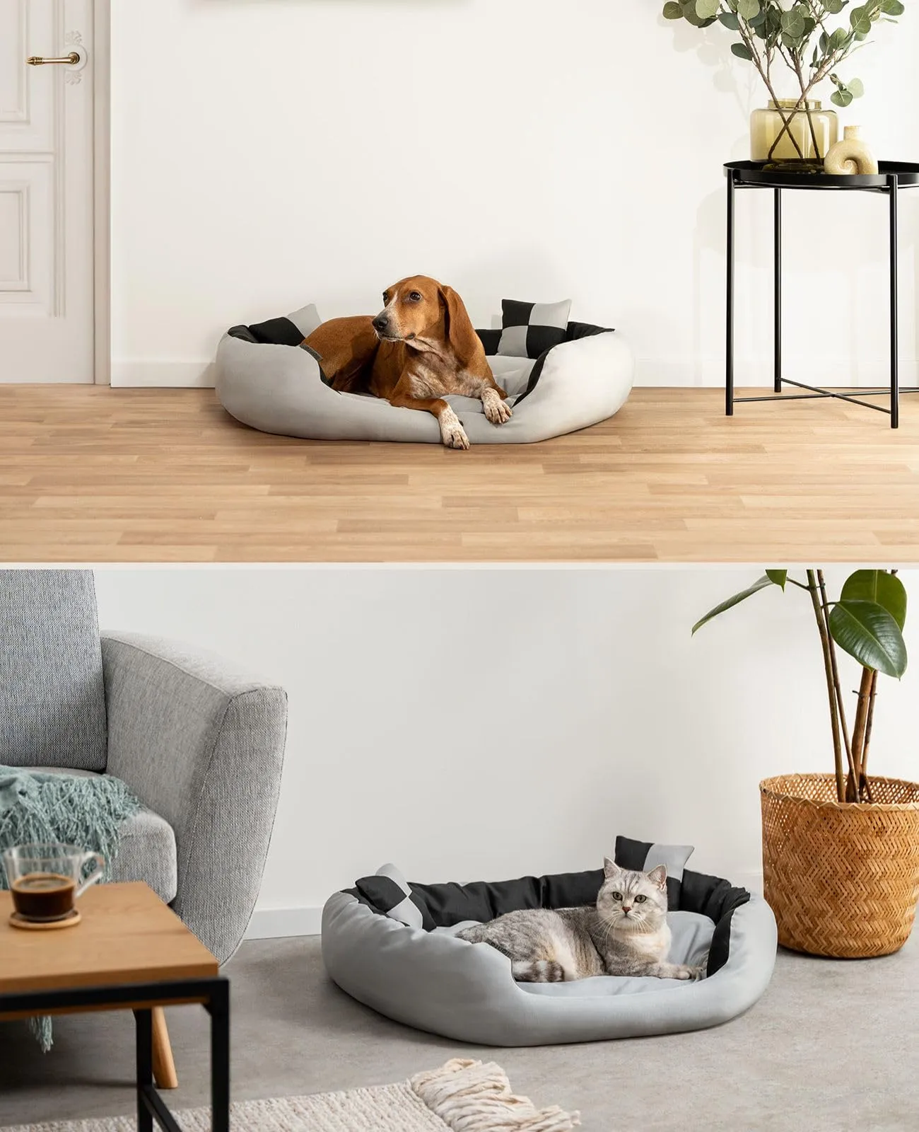 lionto Cuccia Cane 4-in-1 con Cuscino Reversibile, 85x70 cm, Nero - immagine 2
