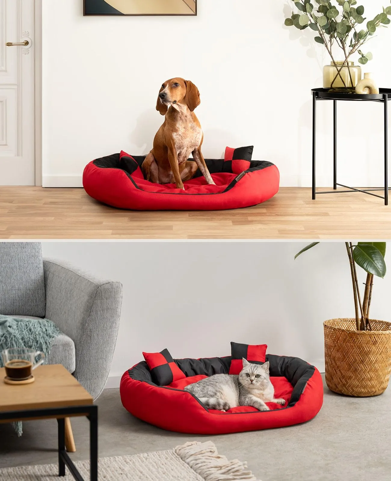 lionto Cuccia Cane 4-in-1 con Cuscino Reversibile, 85x70 cm, Nero - immagine 2