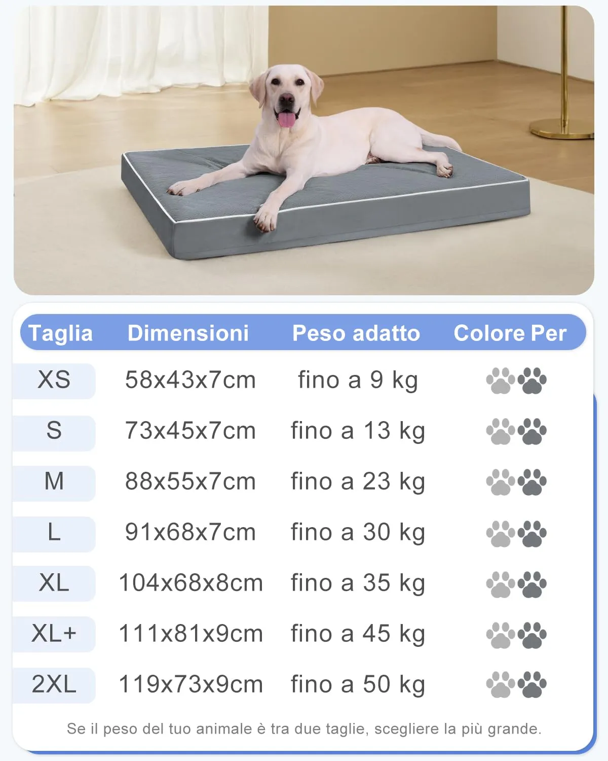 KSIIA Cuccia Cane Interno Ortopedica, Grigio Scuro, 104x68x8cm - immagine 2