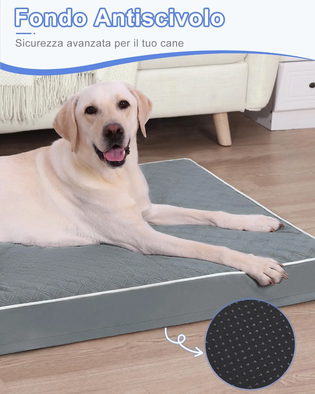KSIIA Cuccia Cane Interno Ortopedica, Grigio Scuro, 104x68x8cm - immagine 7