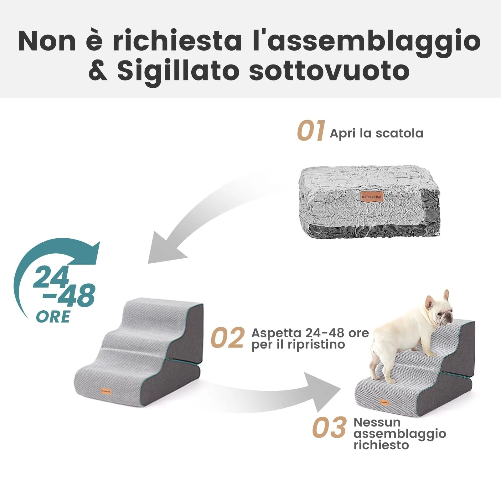 Gardner Pet Scala per Cani Piccoli, 58cm, 5 Gradini, Grigio - immagine 6