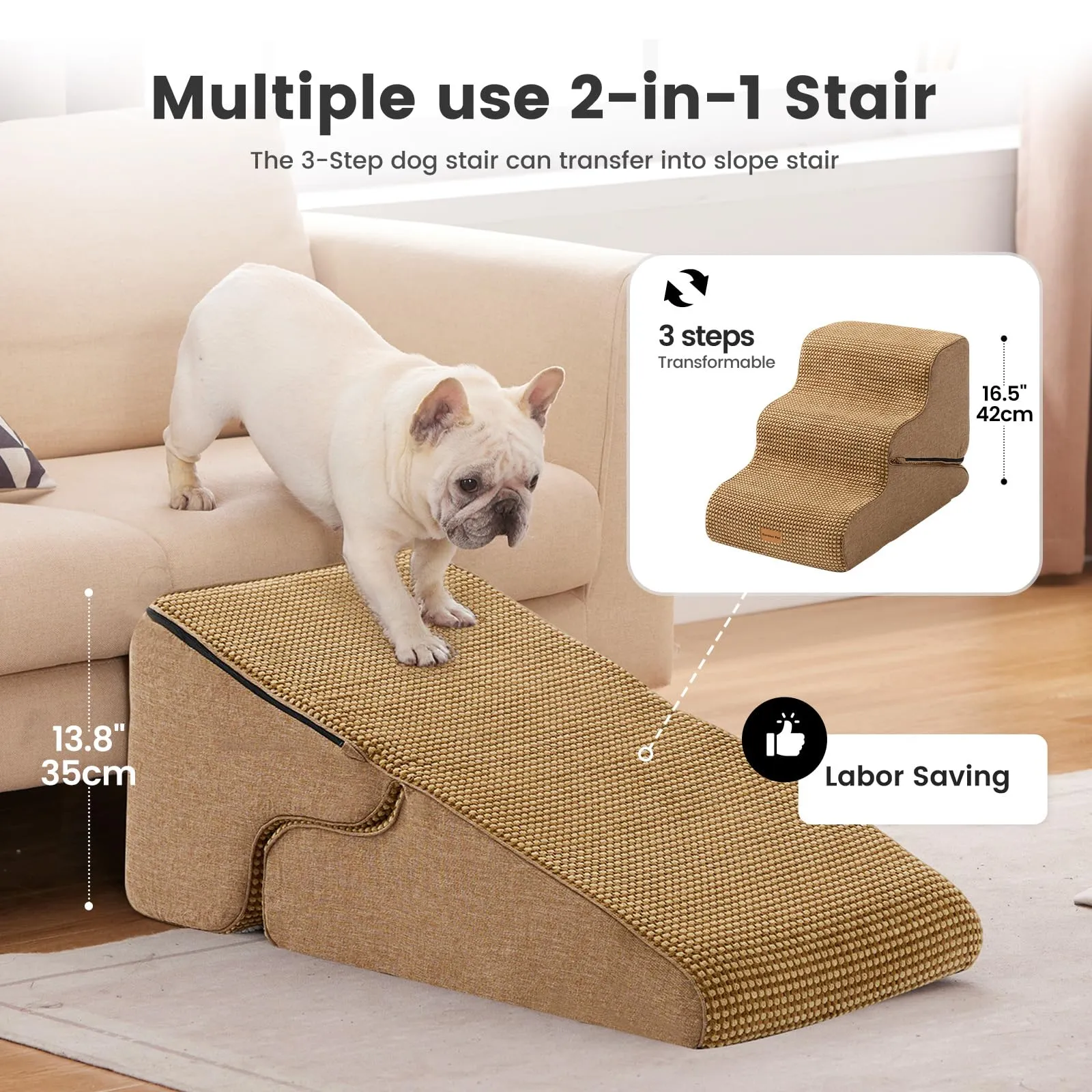 Gardner Pet Scala per Cani Pieghevole, 3 Gradini, Marrone - immagine 2