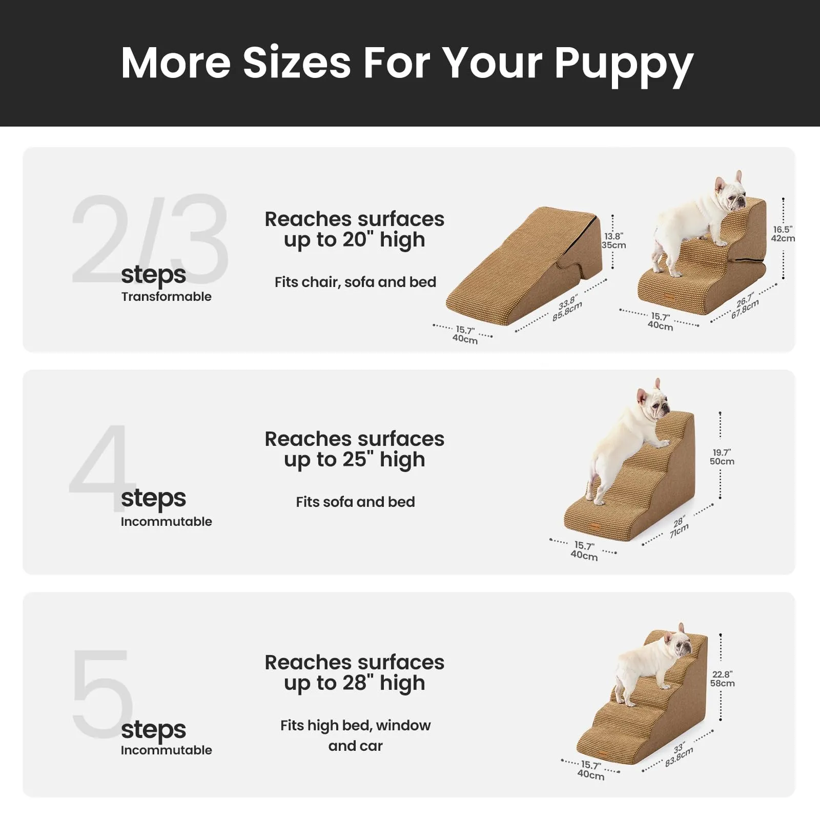Gardner Pet Scala per Cani Pieghevole, 3 Gradini, Marrone - immagine 3