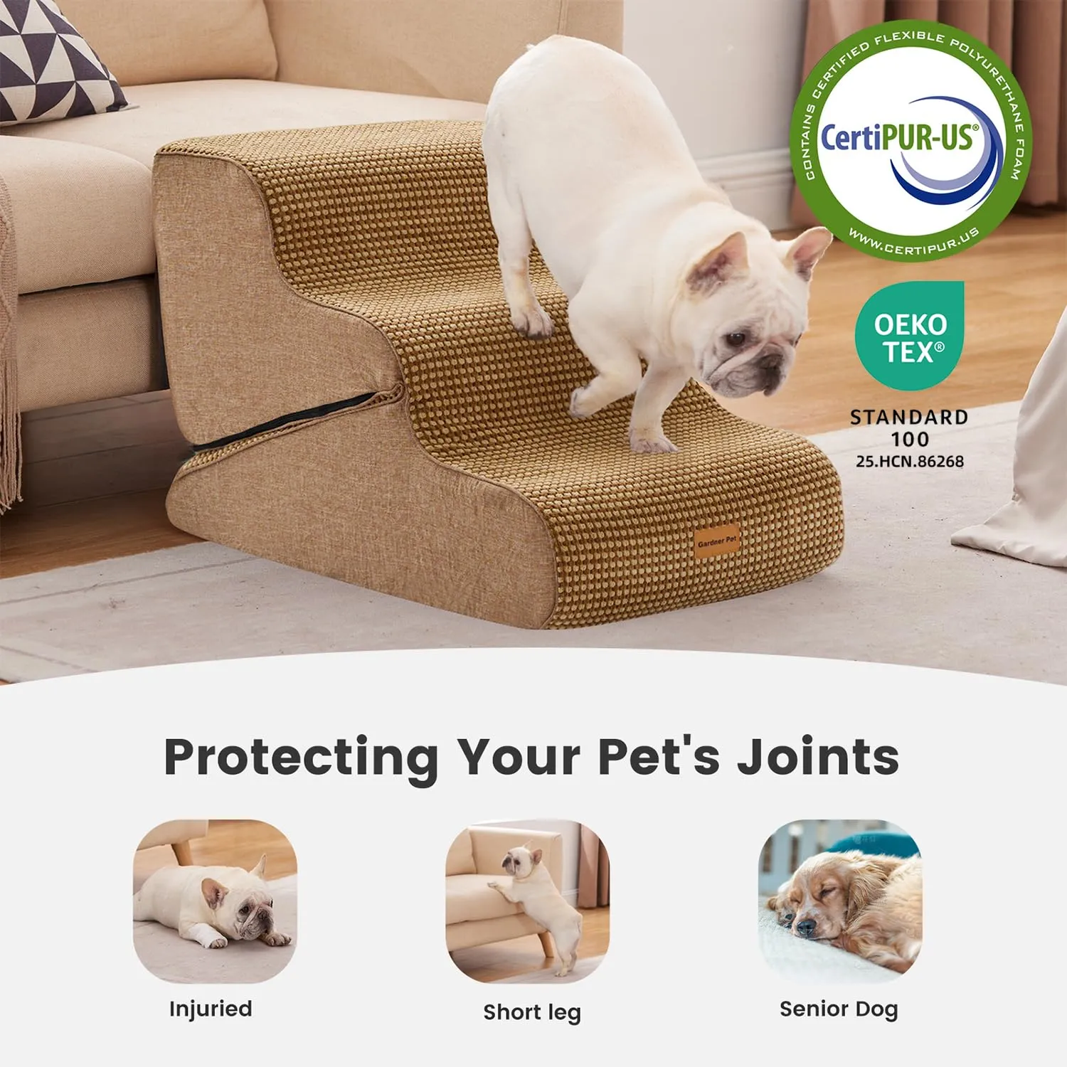 Gardner Pet Scala per Cani Pieghevole, 3 Gradini, Marrone - immagine 5