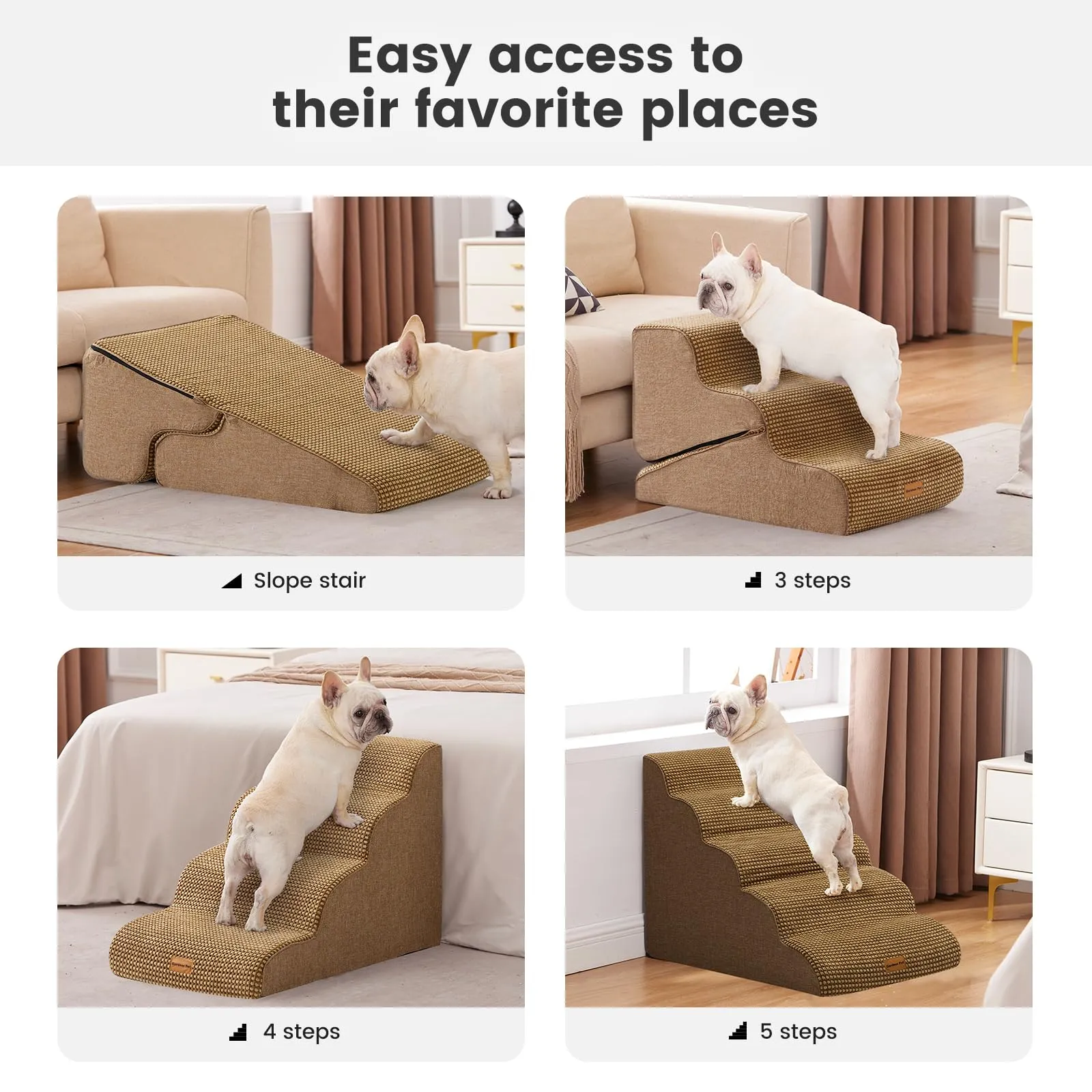 Gardner Pet Scala per Cani Pieghevole, 3 Gradini, Marrone - immagine 6