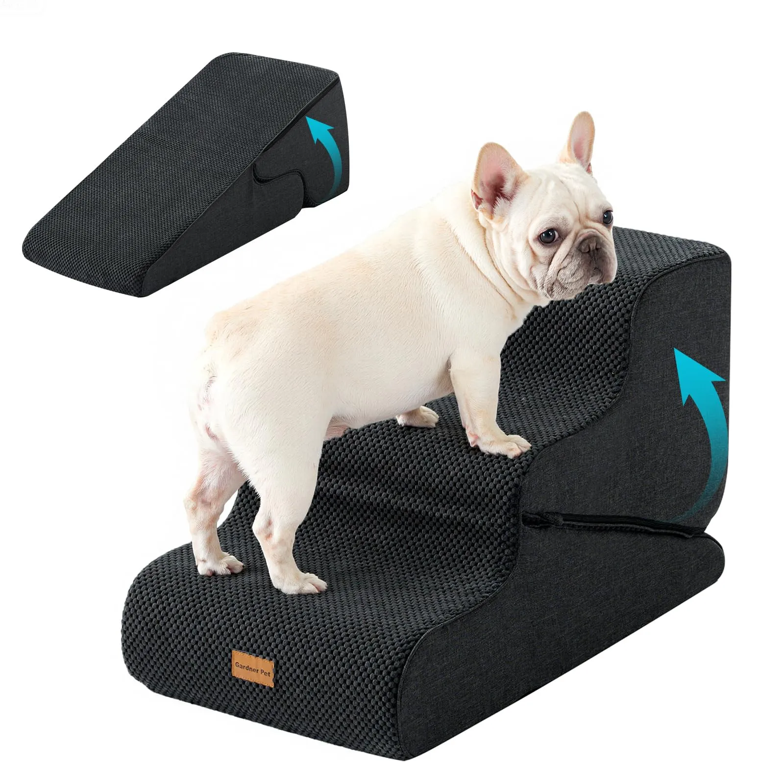 Gardner Pet Scala Cani Pieghevole 3 Gradini, 35/42cm, Grigio Scuro - immagine 1