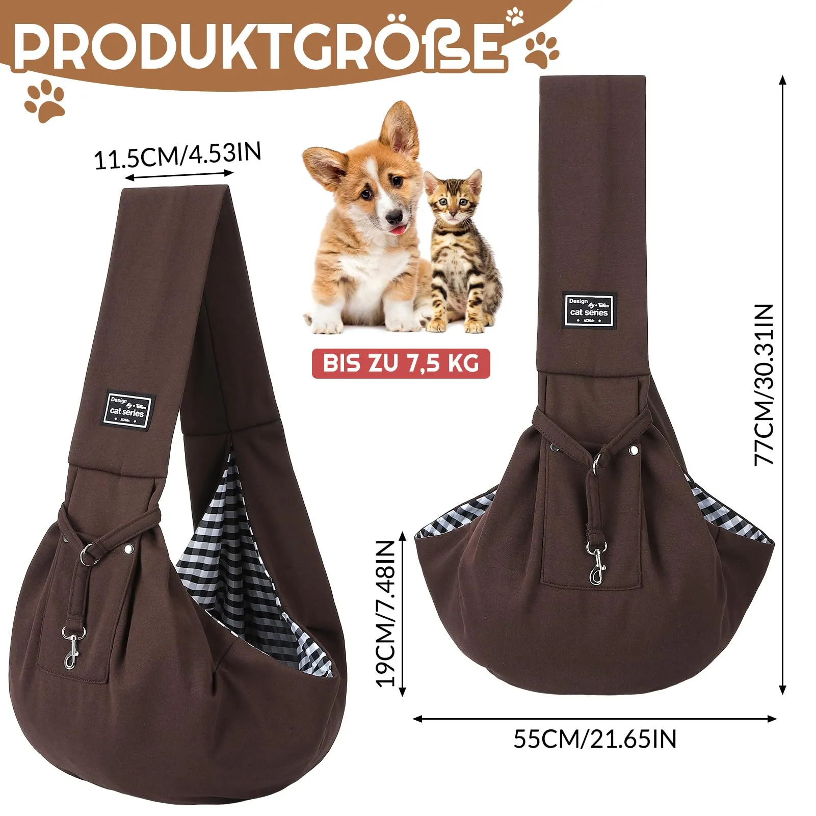Halinuia Trasportino Reversibile per Cani di Piccola Taglia fino a 7,5 Kg - immagine 2