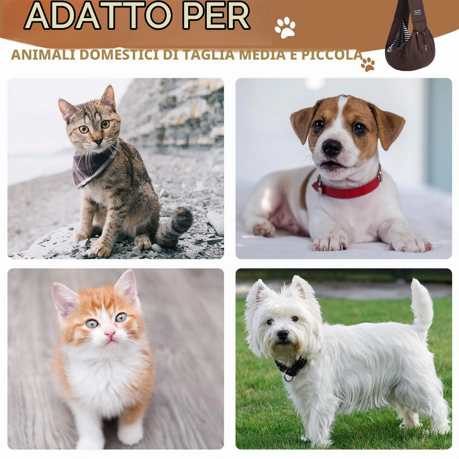 Halinuia Trasportino Reversibile per Cani di Piccola Taglia fino a 7,5 Kg - immagine 6