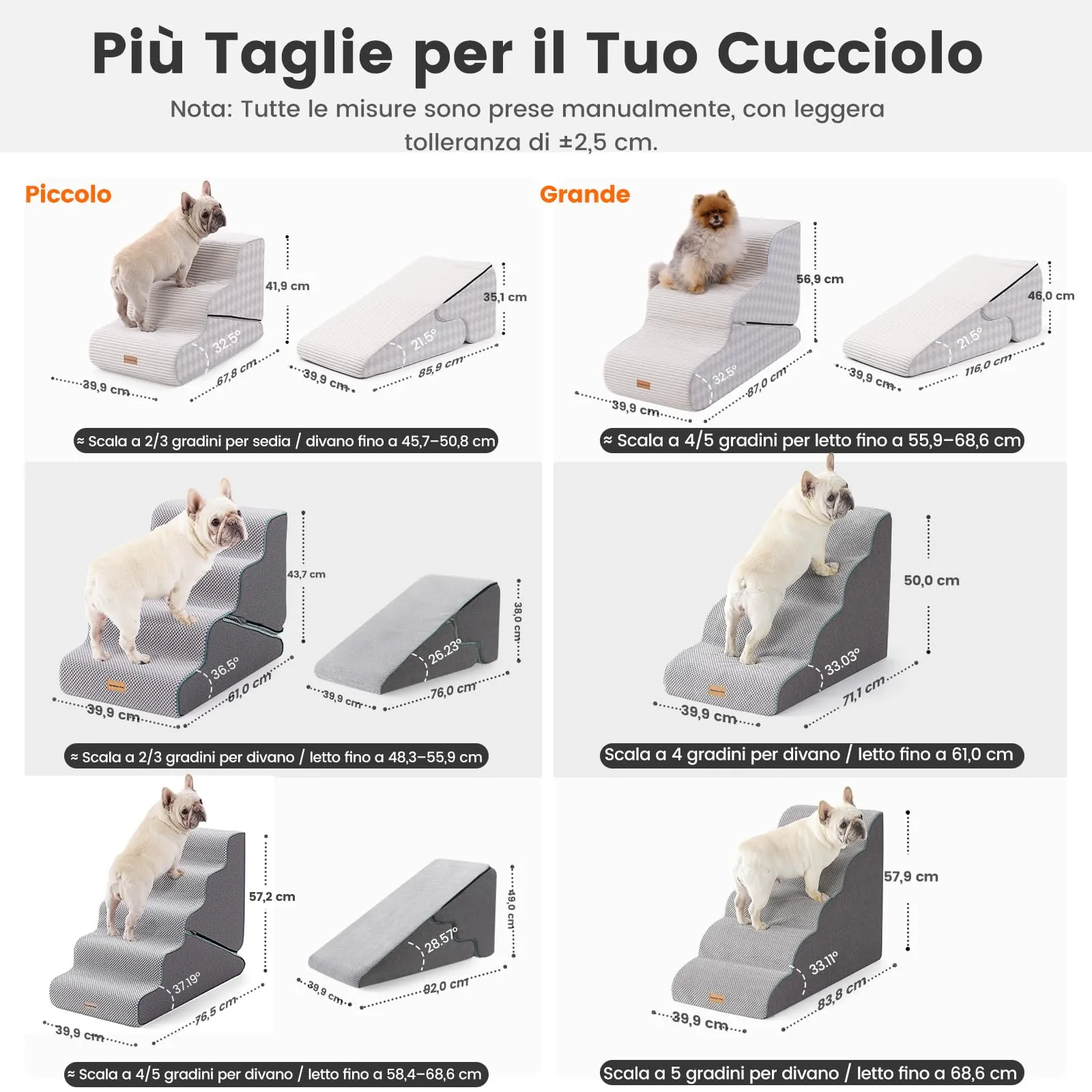 Gardner Pet Scala Cani Pieghevole, 3 Gradini, 35/43cm, Verde Grigio Strisce - immagine 3