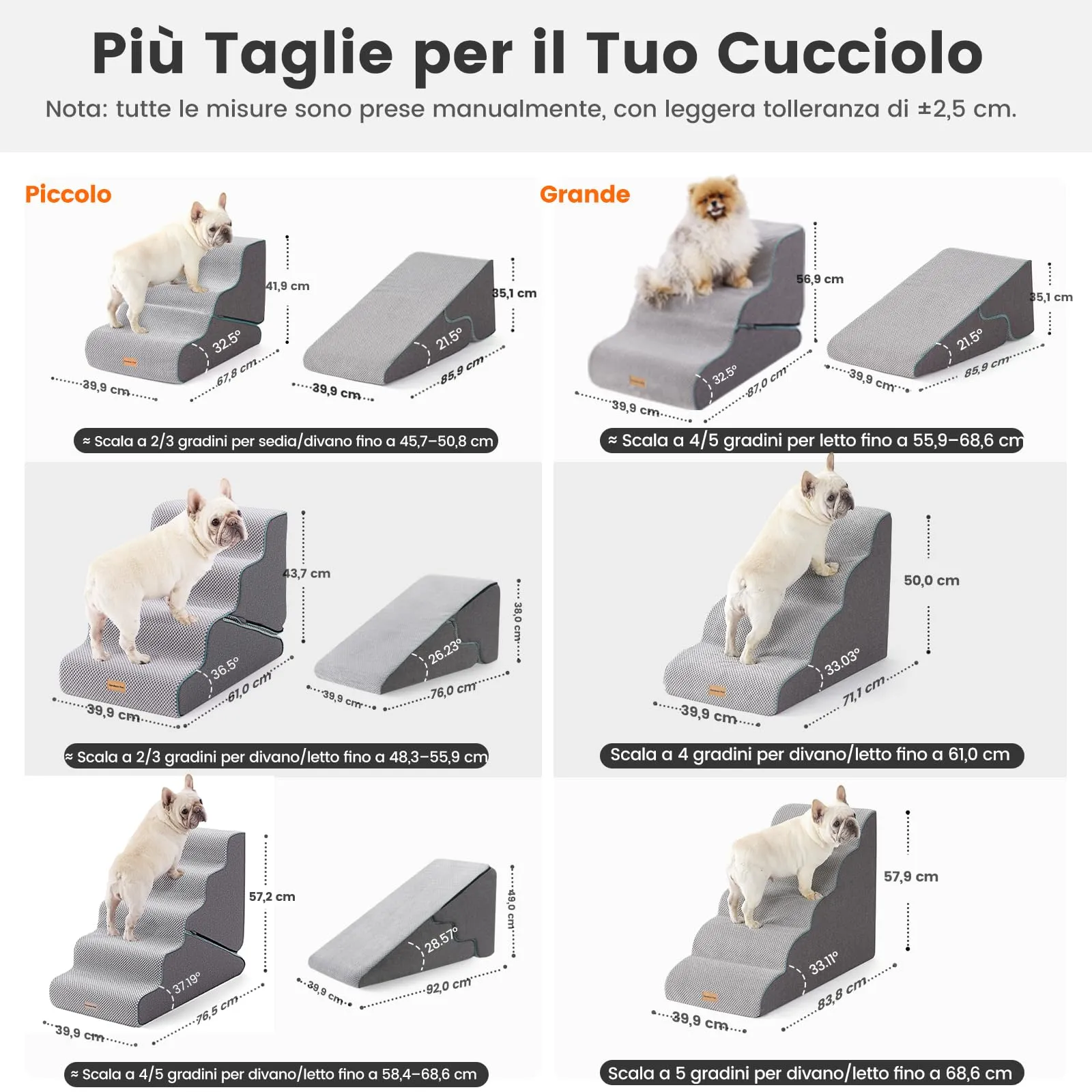 Gardner Pet Scala Cani 2 in 1 Pieghevole, 56cm, 5 Gradini, Grigio - immagine 3