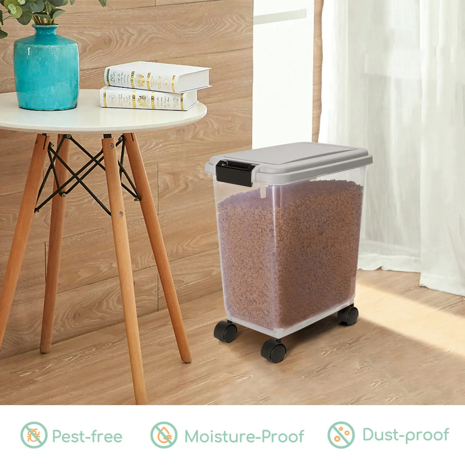 Nobleza Contenitore per Cibo per Animali 20 L, Ermetico con Ruote e Pala, Grigio - immagine 2